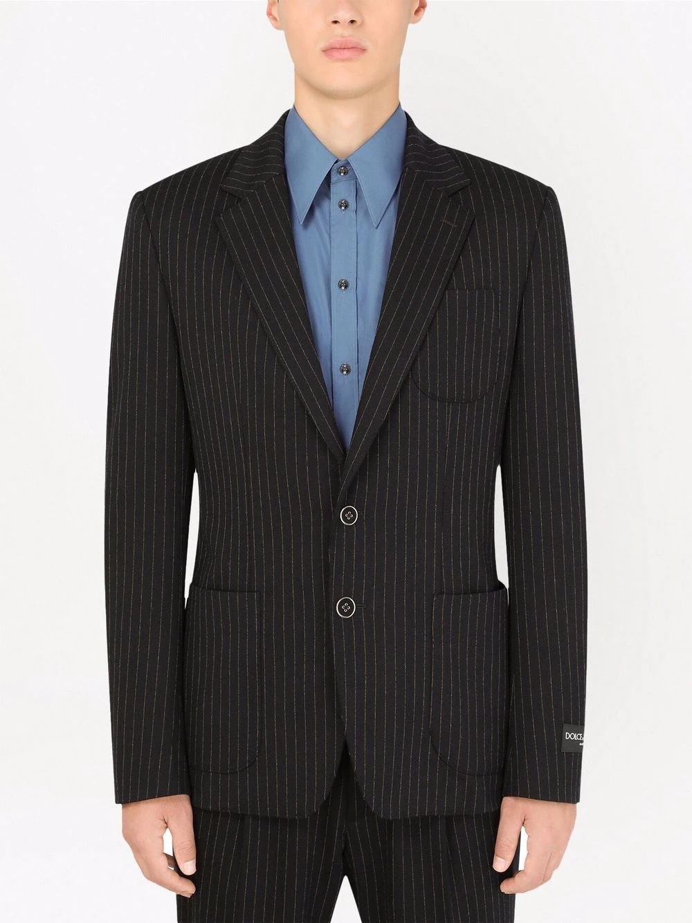 pinstripe single-breasted blazer - 3