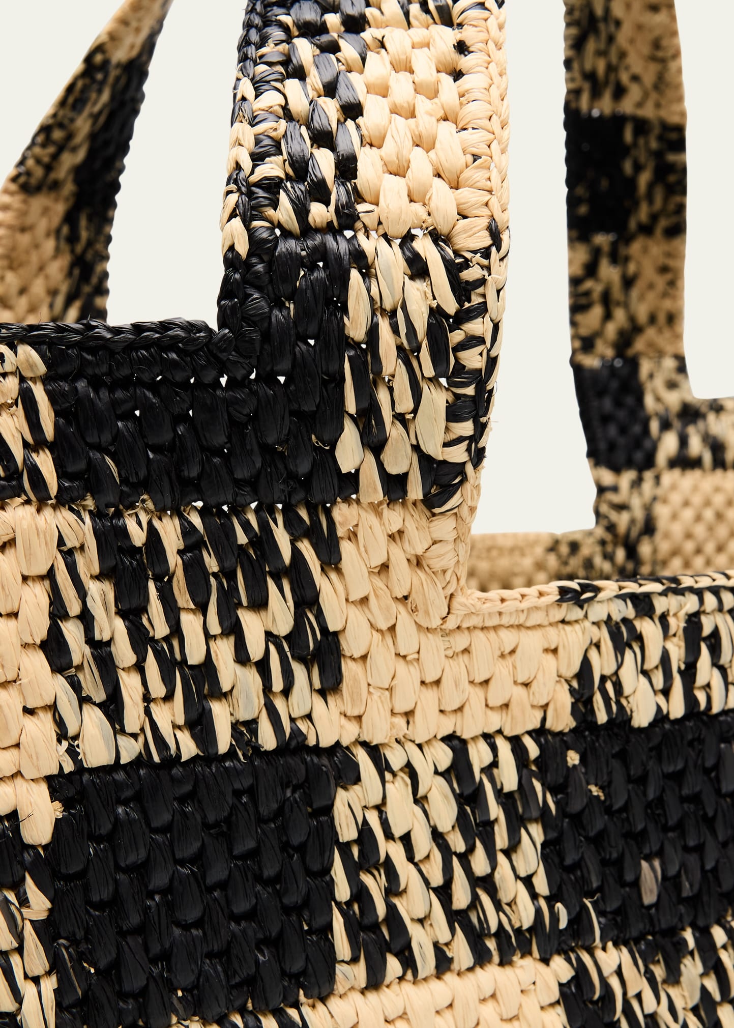 Large Tote Bag in Gingham Raffia - 5