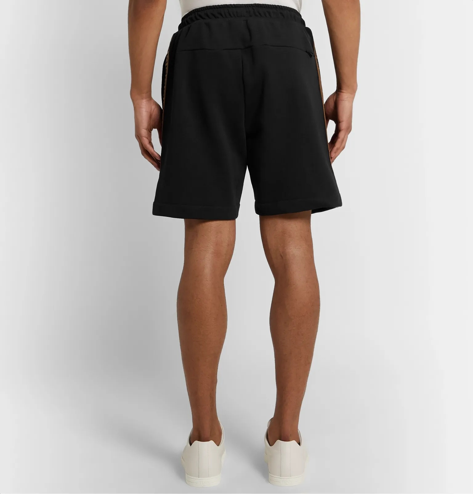 Logo Webbing-Trimmed Loopback Cotton-Jersey Drawstring Shorts - 5