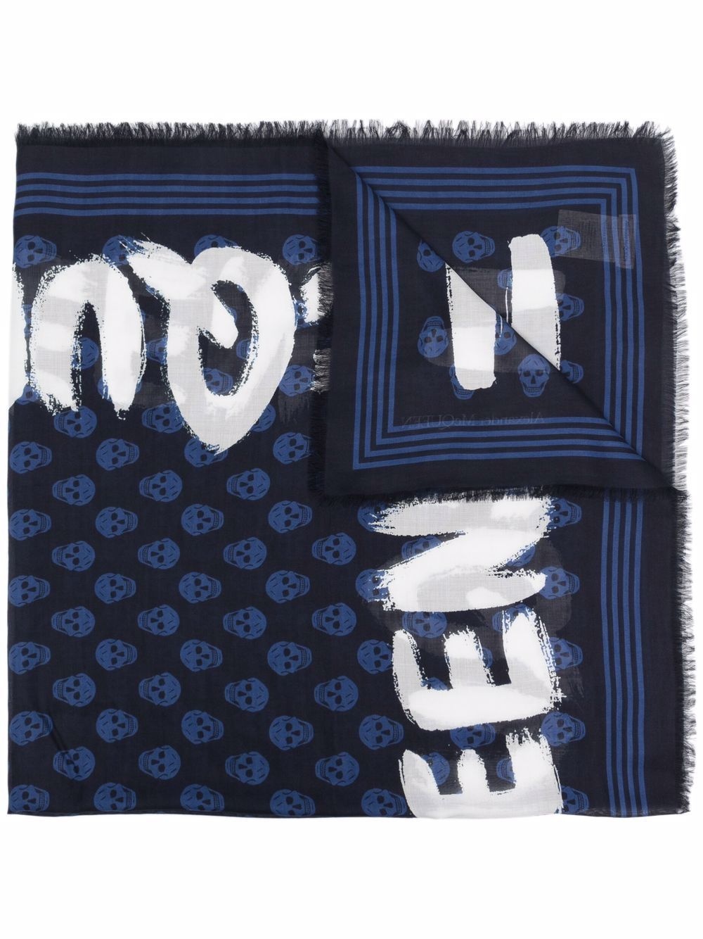 skull-print logo scarf - 1