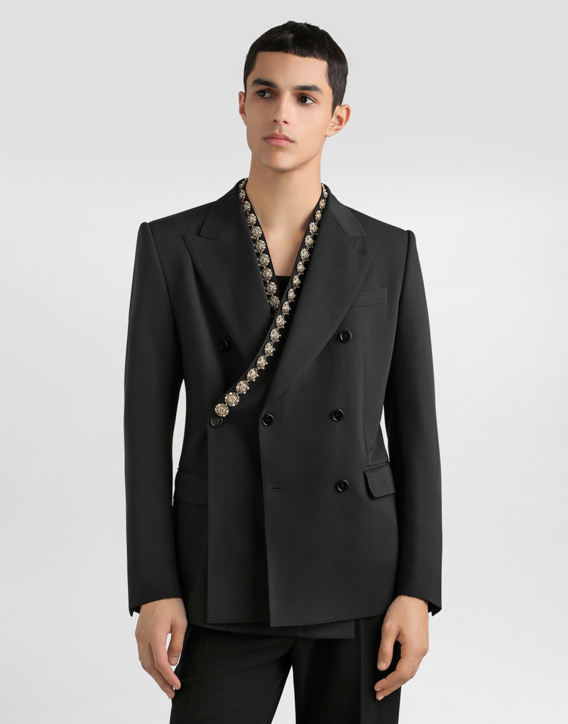 Double-breasted sicilia bistrecht wool canvas jacket 4