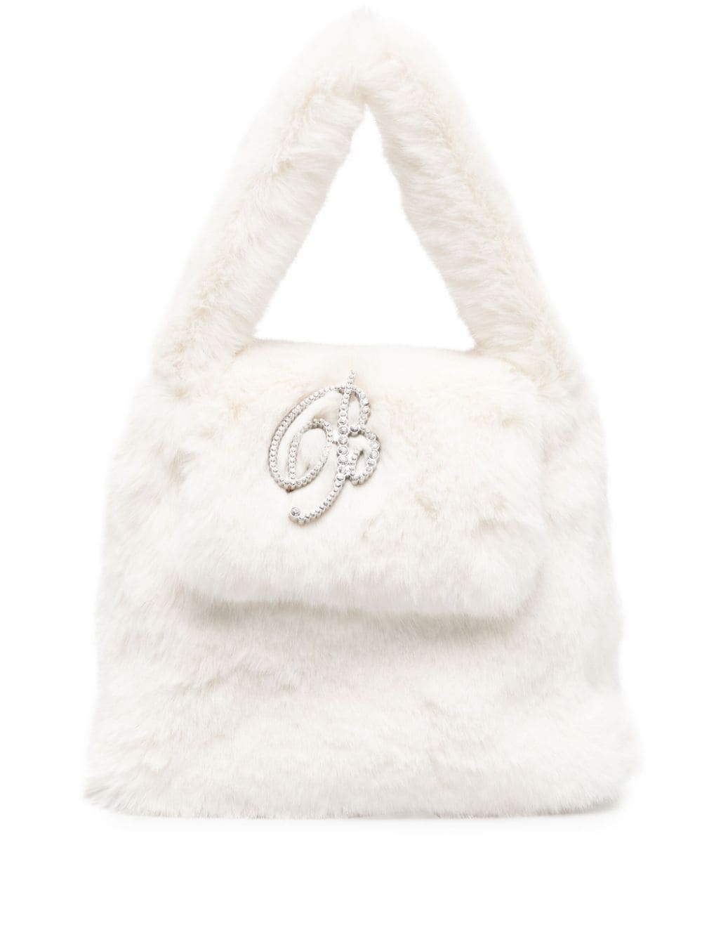 logo lettering faux-fur tote bag - 1