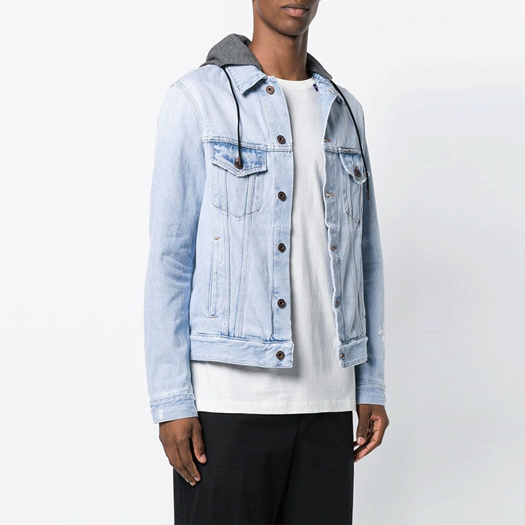 Off-White hooded Jacket Version Blue OMYE010E183860207101 - 4
