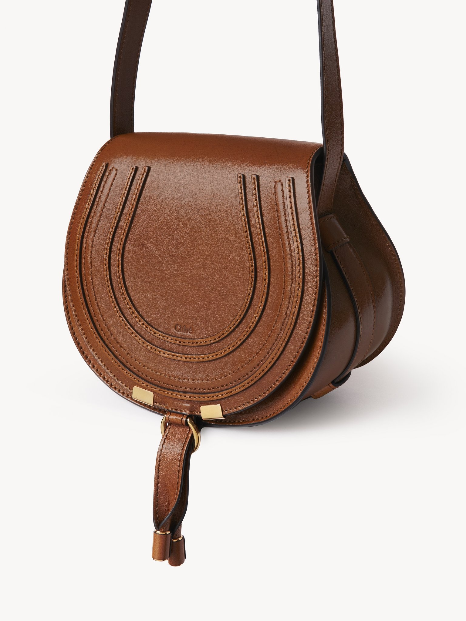 SMALL MARCIE SADDLE BAG IN SHINY LEATHER - 2