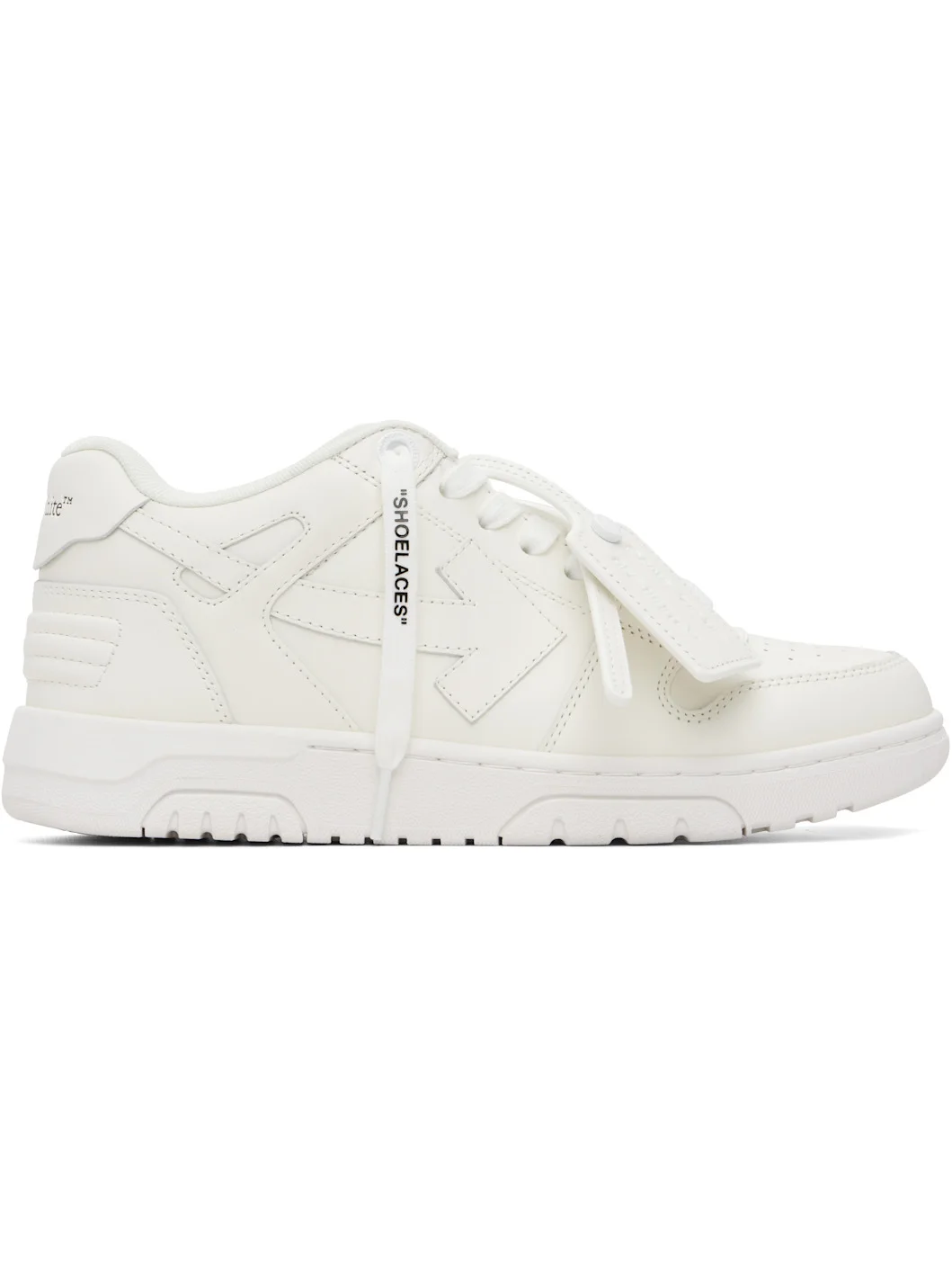 White 'Out Of Office' Calf Leather Sneakers - 1