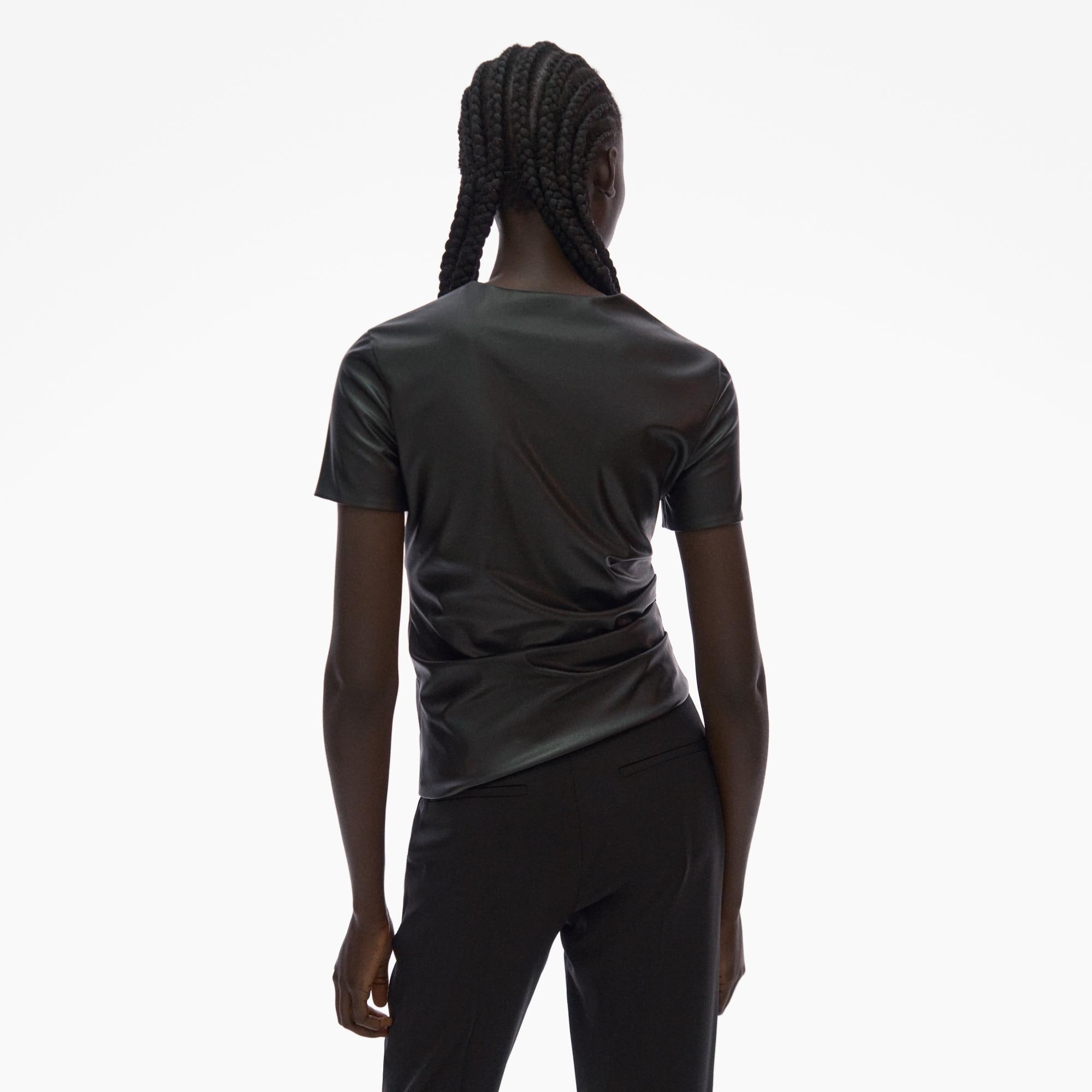 FAUX LEATHER TWIST TEE - 4