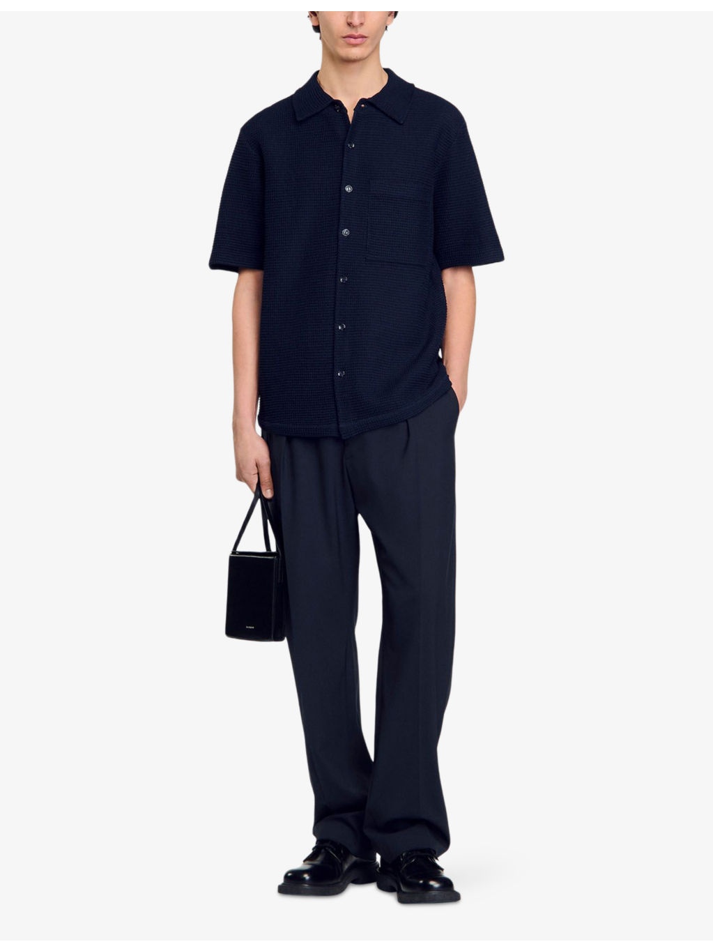 Button-Down Short-Sleeve Waffle Shirt - 2