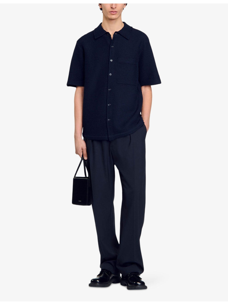 Sandro Button-Down Short-Sleeve Waffle Shirt outlook