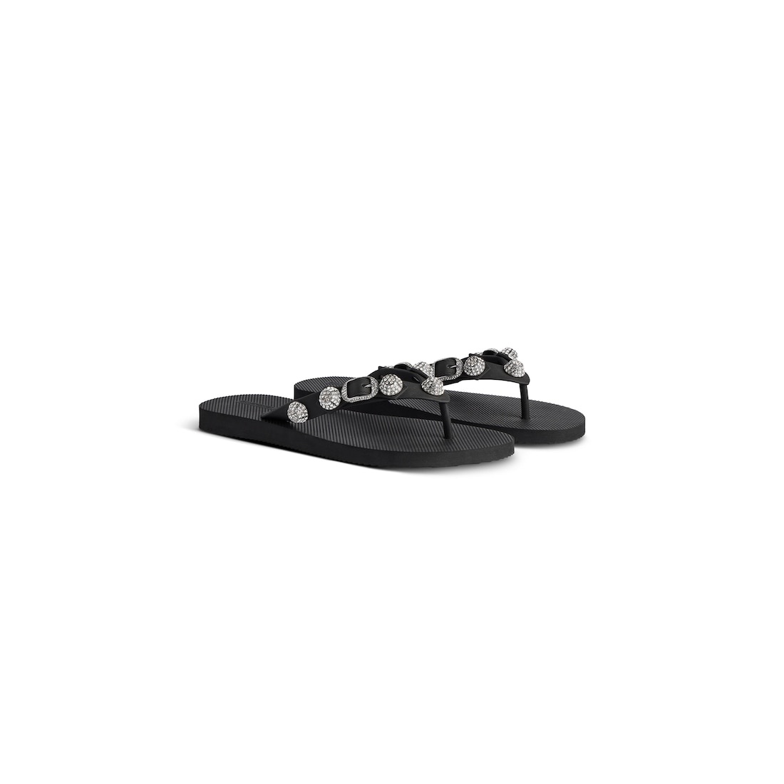 Women's Cagole Thong Sandal in Black/crystal - 2