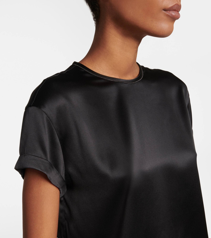 Embellished silk-blend satin T-shirt 4
