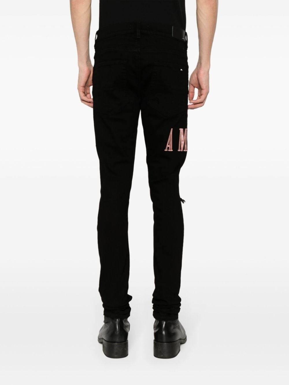 waxed logo-appliquÃ© skinny jeans - 4