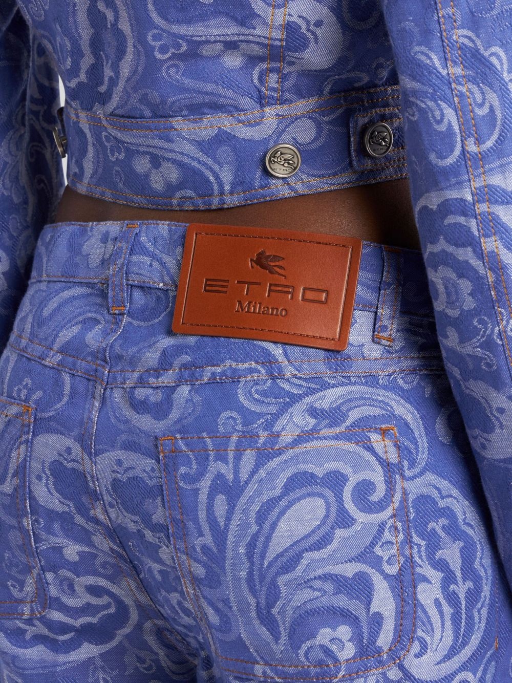 paisley-jacquard flared jeans - 6