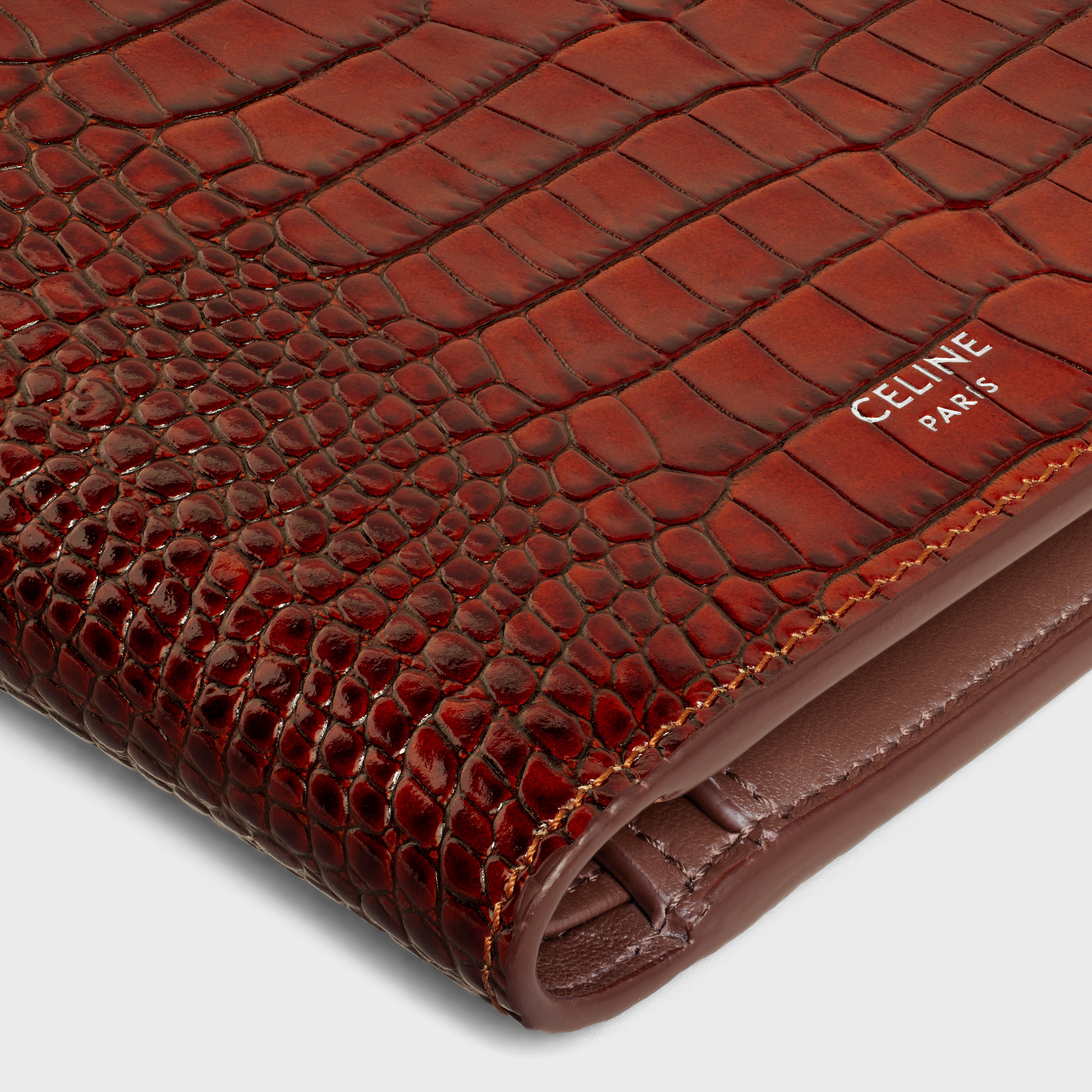Bi-fold Wallet with Coin Compartment in CROCODILE EMBOSSED CALFSKIN - 5