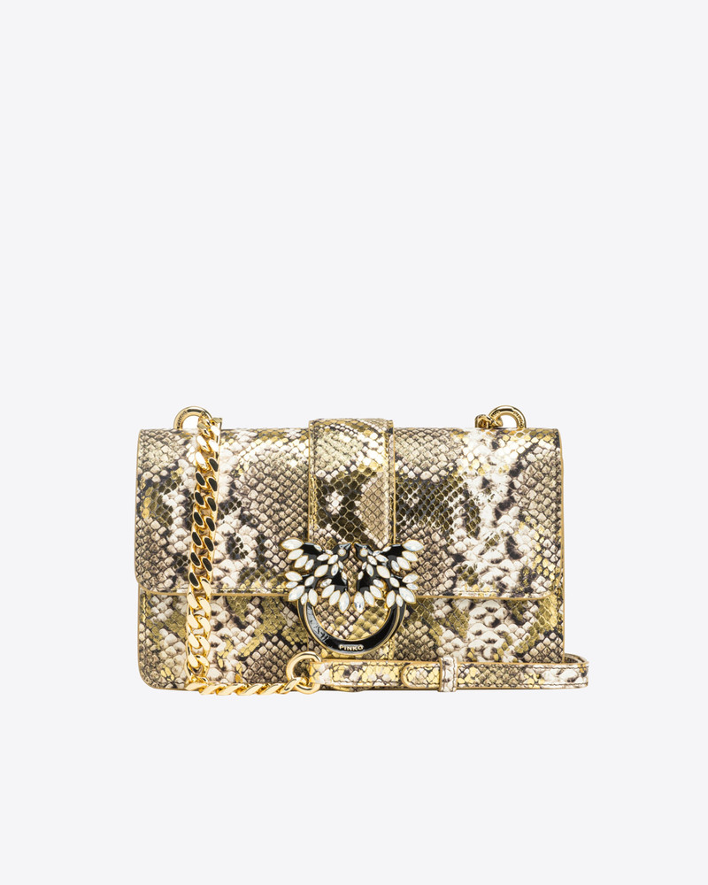 PINKO GALLERIA LAMINATED REPTILE MINI LOVE BAG ONE 1