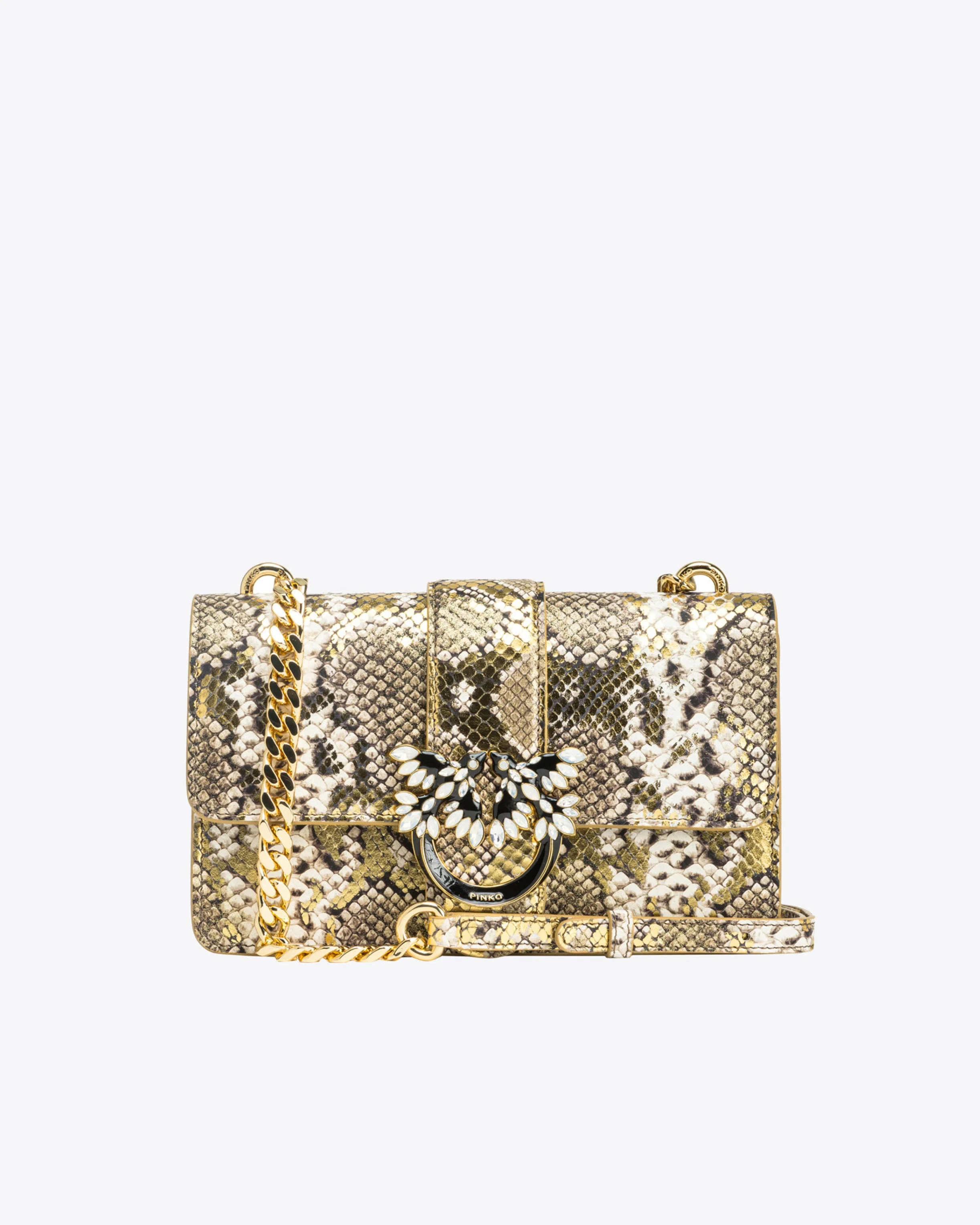 PINKO GALLERIA LAMINATED REPTILE MINI LOVE BAG ONE - 1