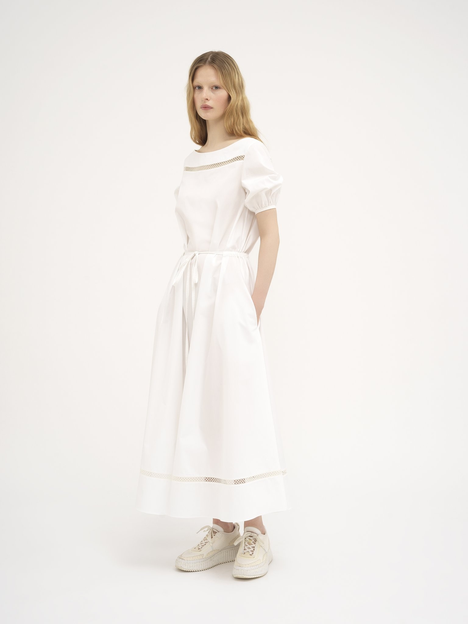 BOAT-NECK FLARED DRESS - 5