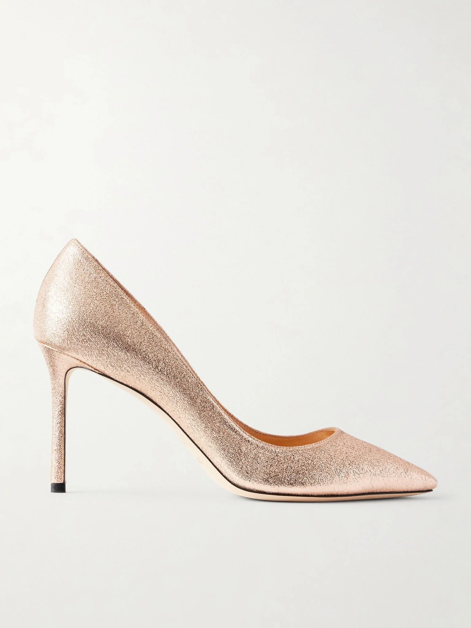 Romy Macaron 85 metallic crinkled leather pumps Rose gold - 1