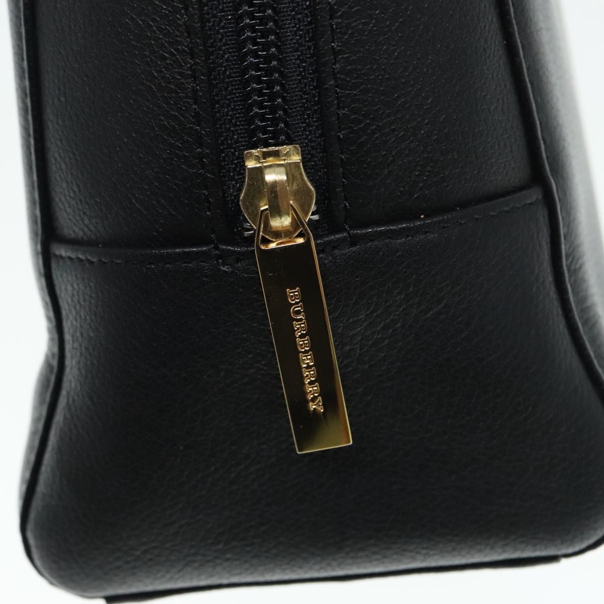 Burberry Hand Bag Leather Black Gold - 15