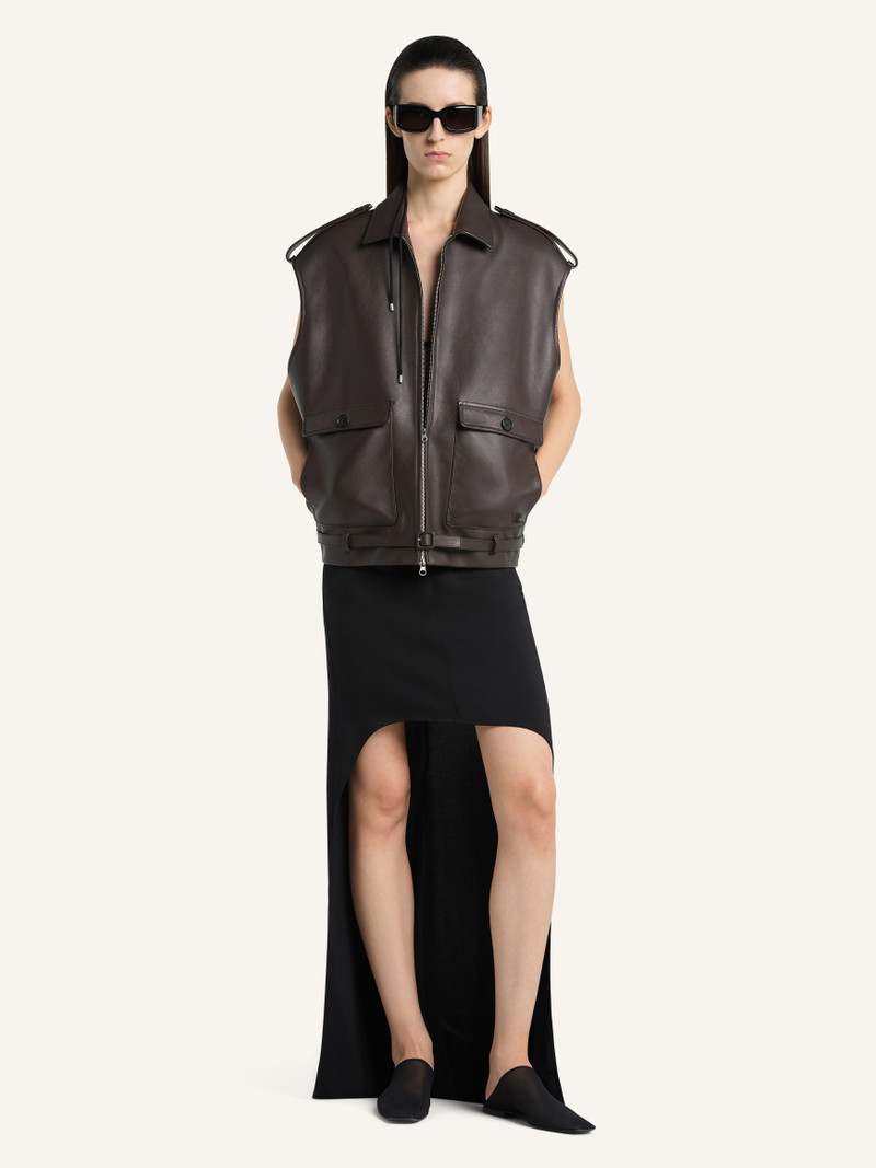 courrèges SLEEVELESS LEATHER BOMBER JACKET outlook