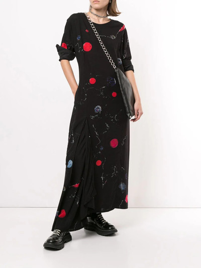 Yohji Yamamoto asymmetric circle-print shift dress outlook