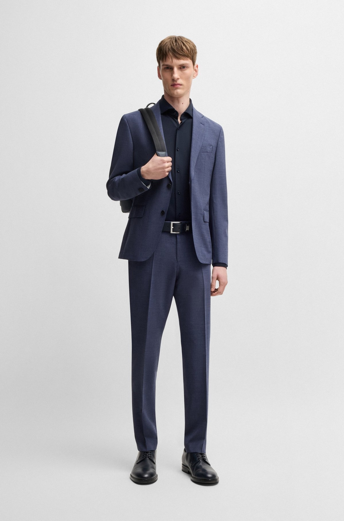 SLIM-FIT SHIRT IN STRUCTURED PERFORMANCE-STRETCH JERSEY - 4