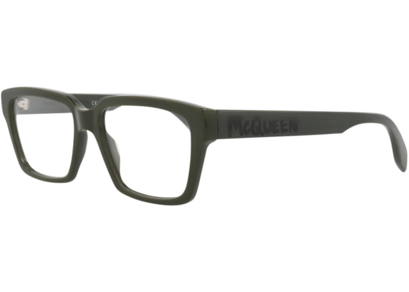 Alexander McQueen Alexander McQueen Square-Frame Acetate Optical Frames Green Green Transparent (AM0332O-30011492-003) outlook