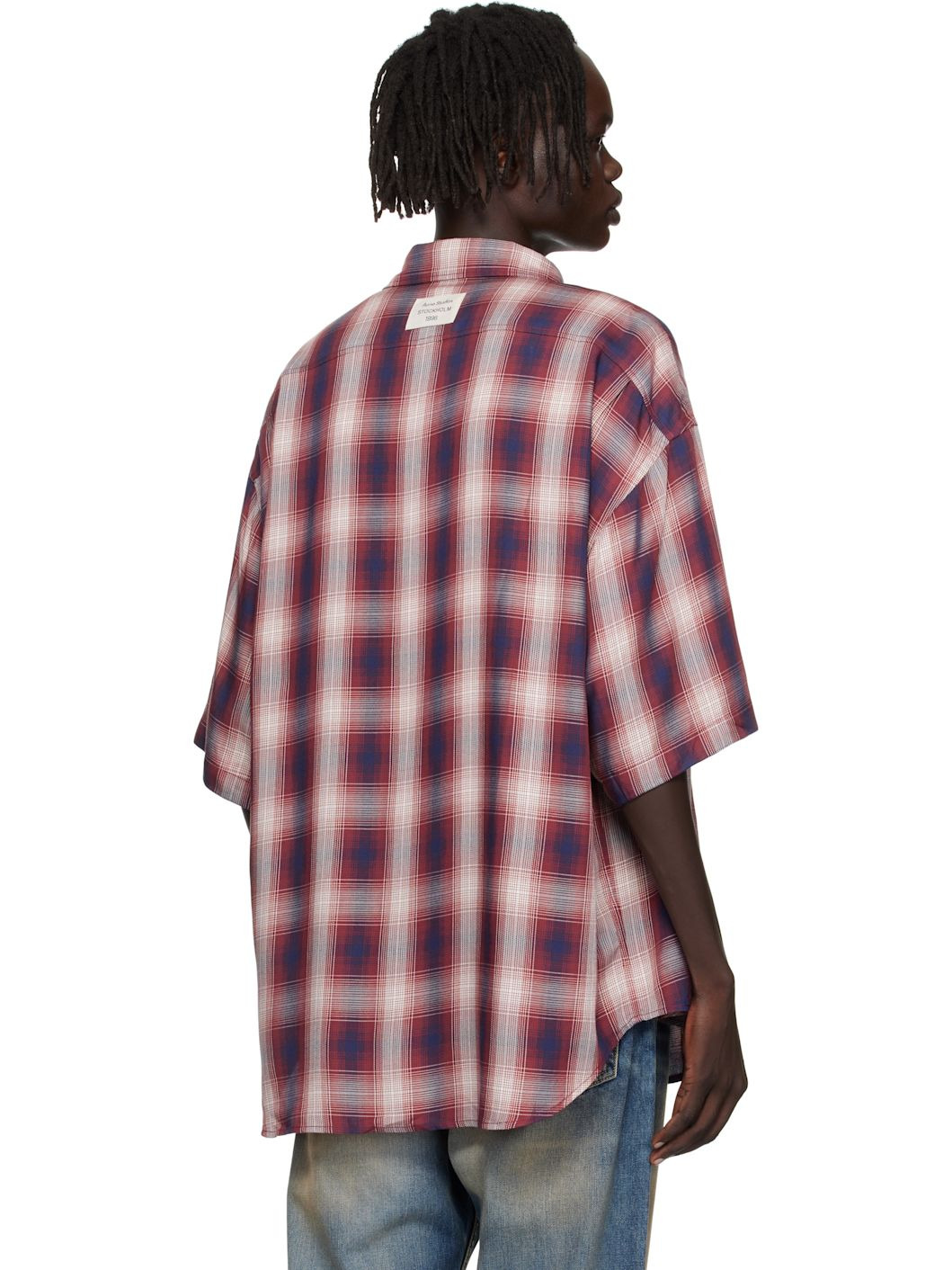 Red & Navy Button-Up Shirt - 3
