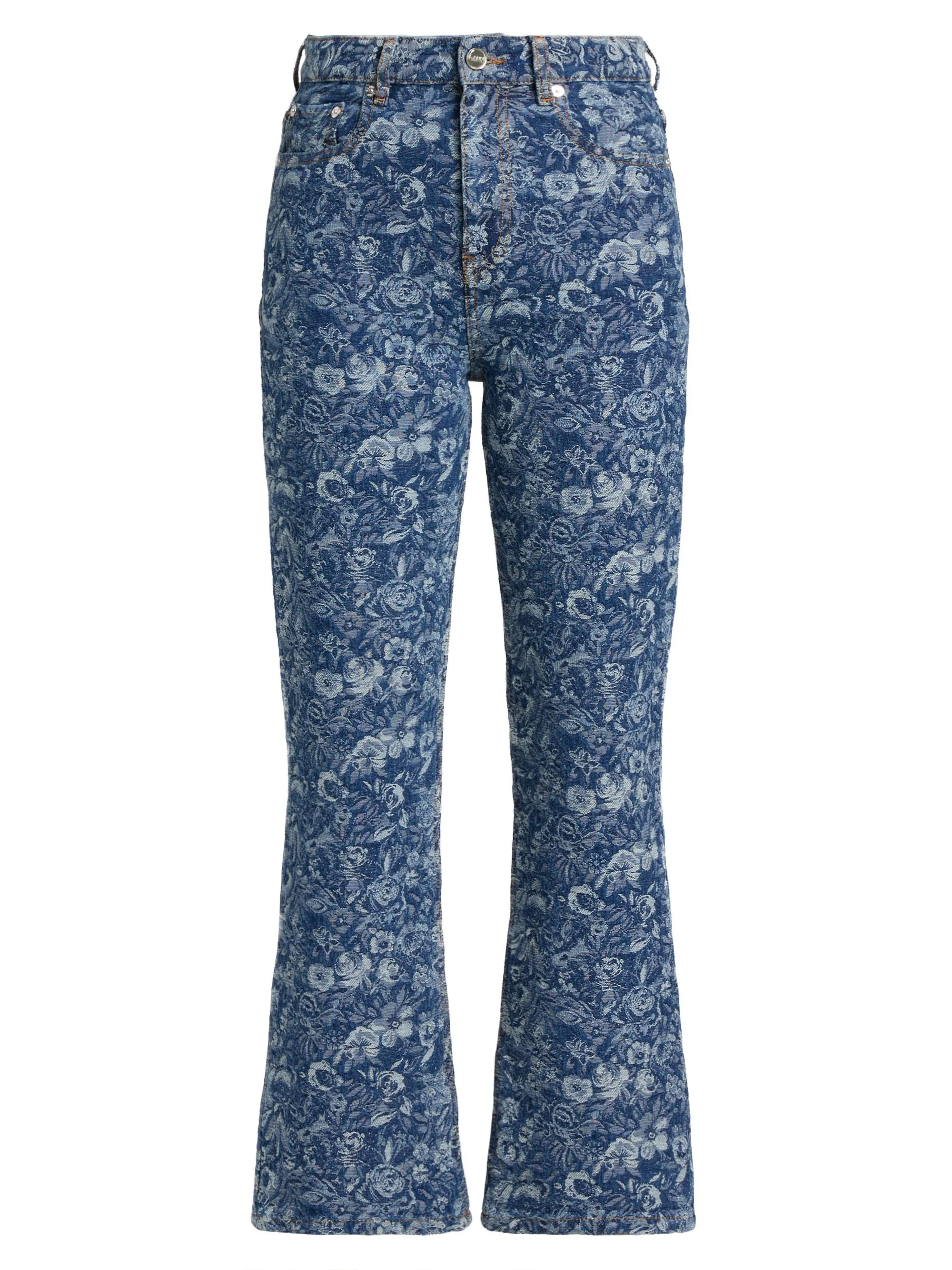 Women's Betzy Tapestry Floral Crop Jeans - Mid Blue Stone - 1