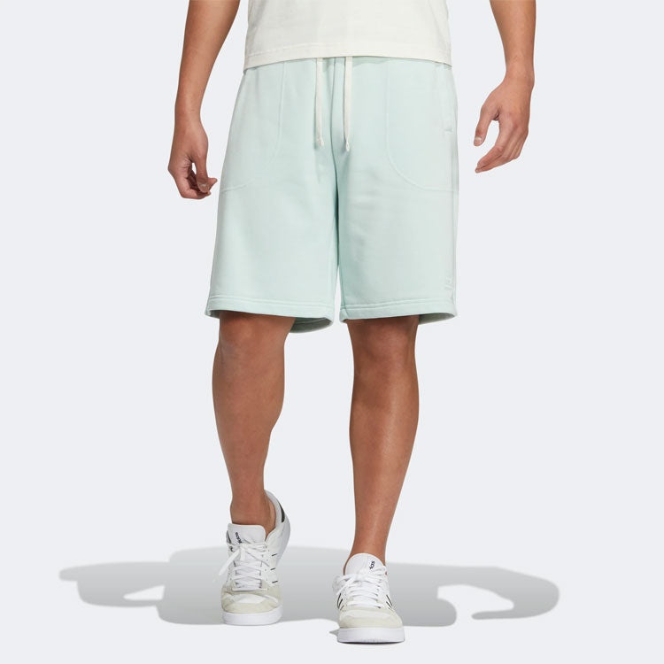 adidas neo Solid Color Lacing Casual Straight Shorts Unisex Green HS6821 - 2