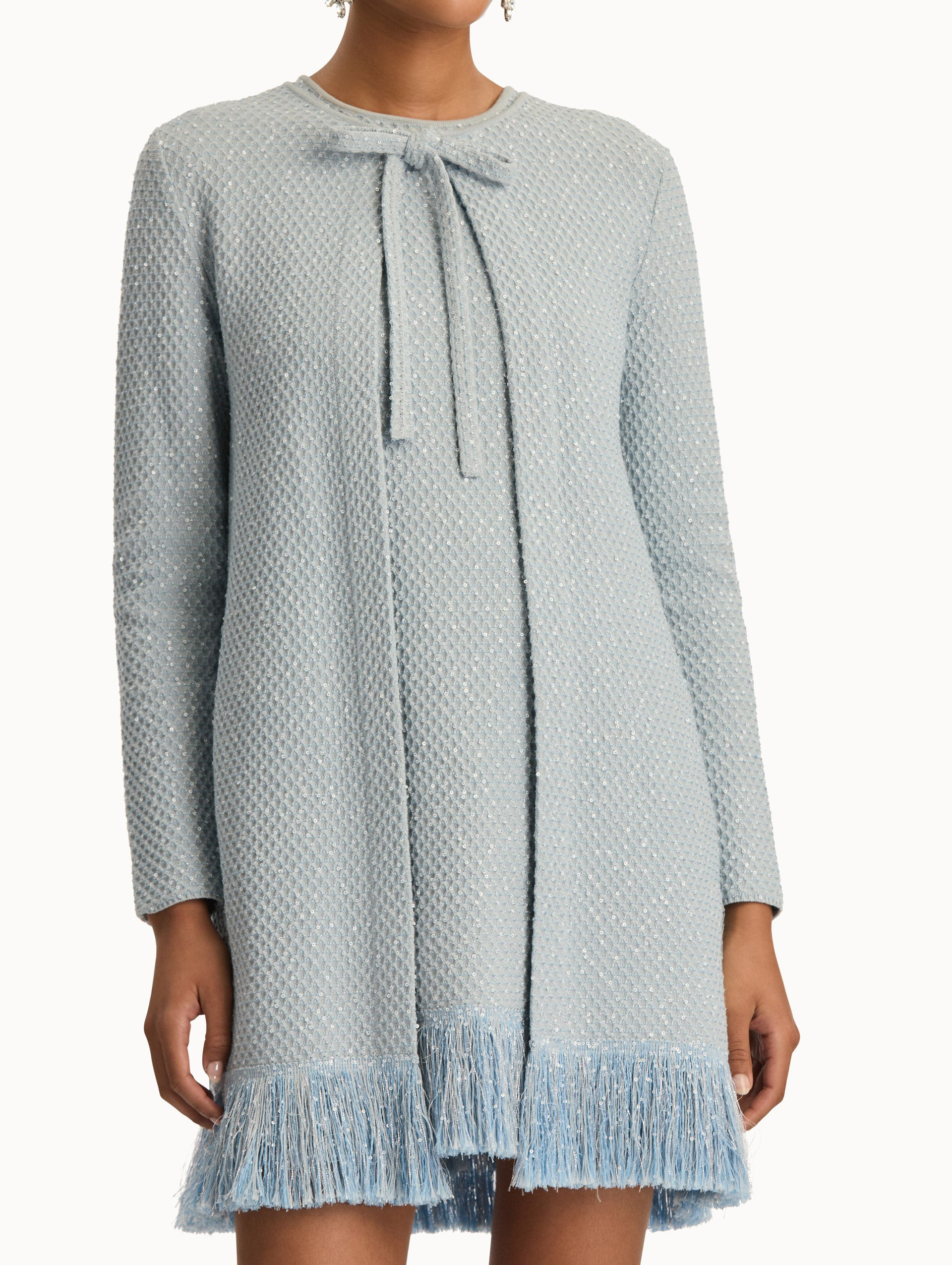SEQUIN TWEED FRINGE JACKET - 5