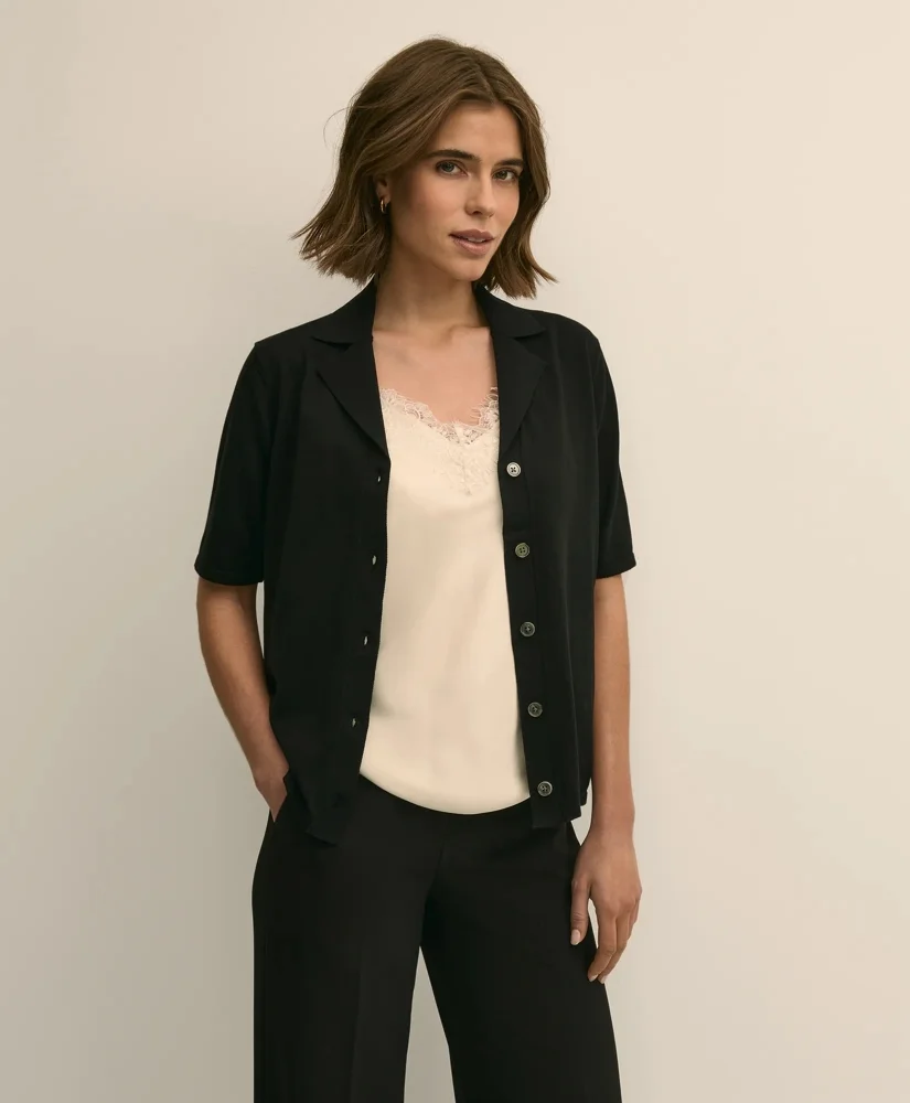 Silk-Cotton Polo Sweater - 1