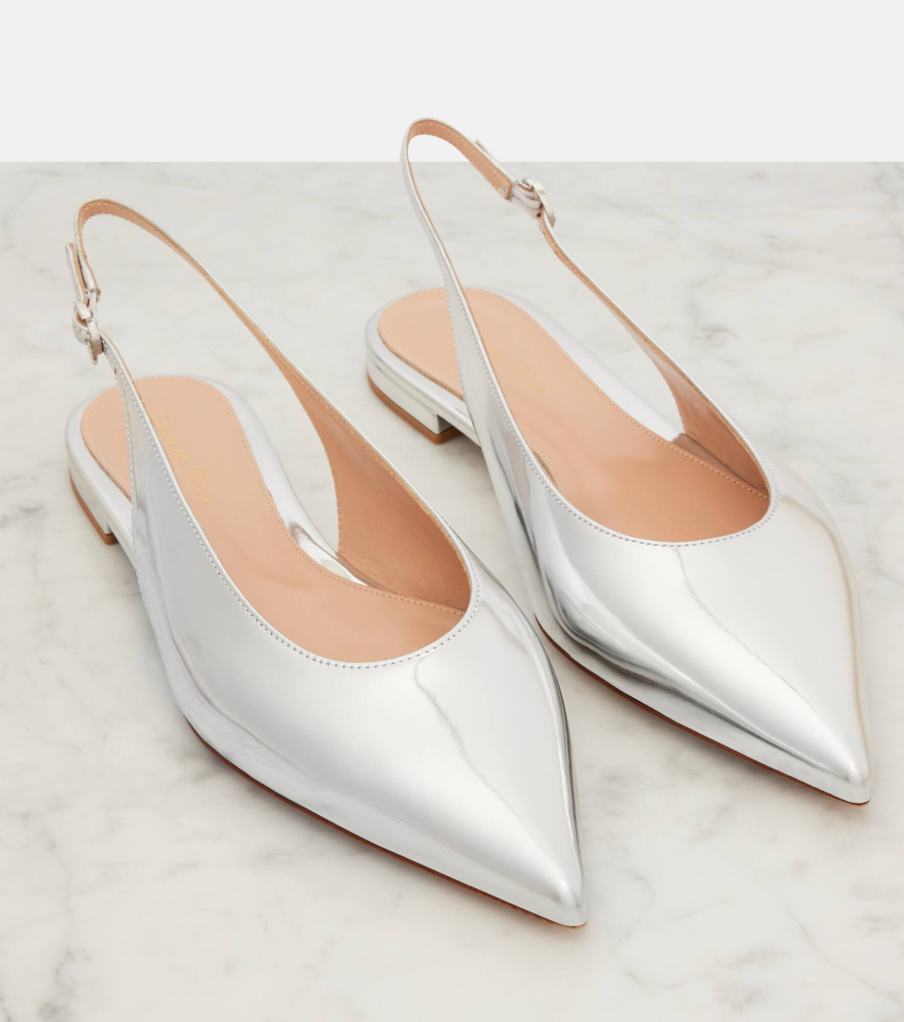 Robbie metallic leather slingback flats - 5