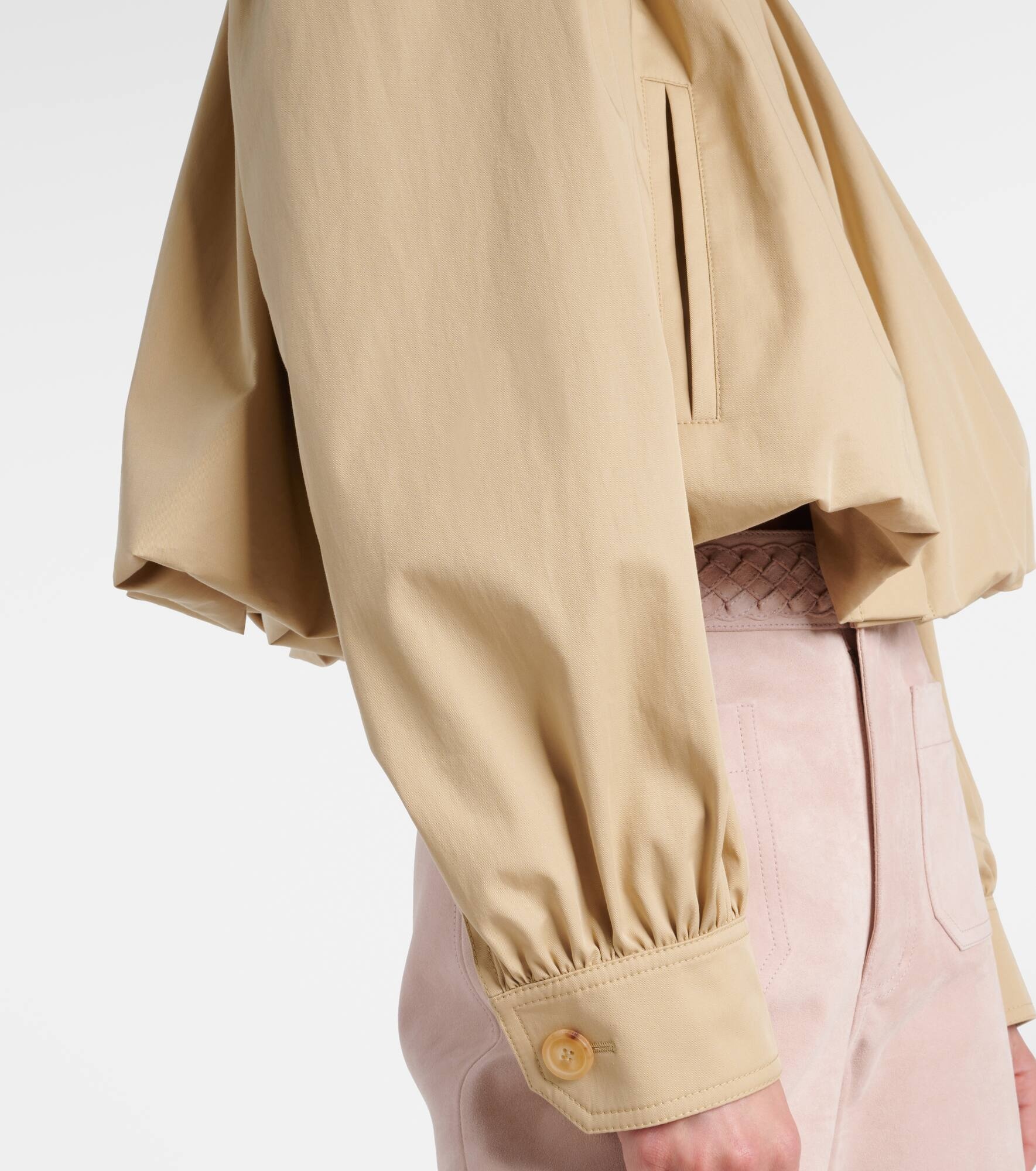 Gathered cotton gabardine jacket - 5
