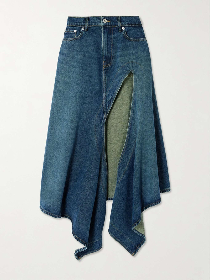 Evergreen cutout organic denim midi skirt 1