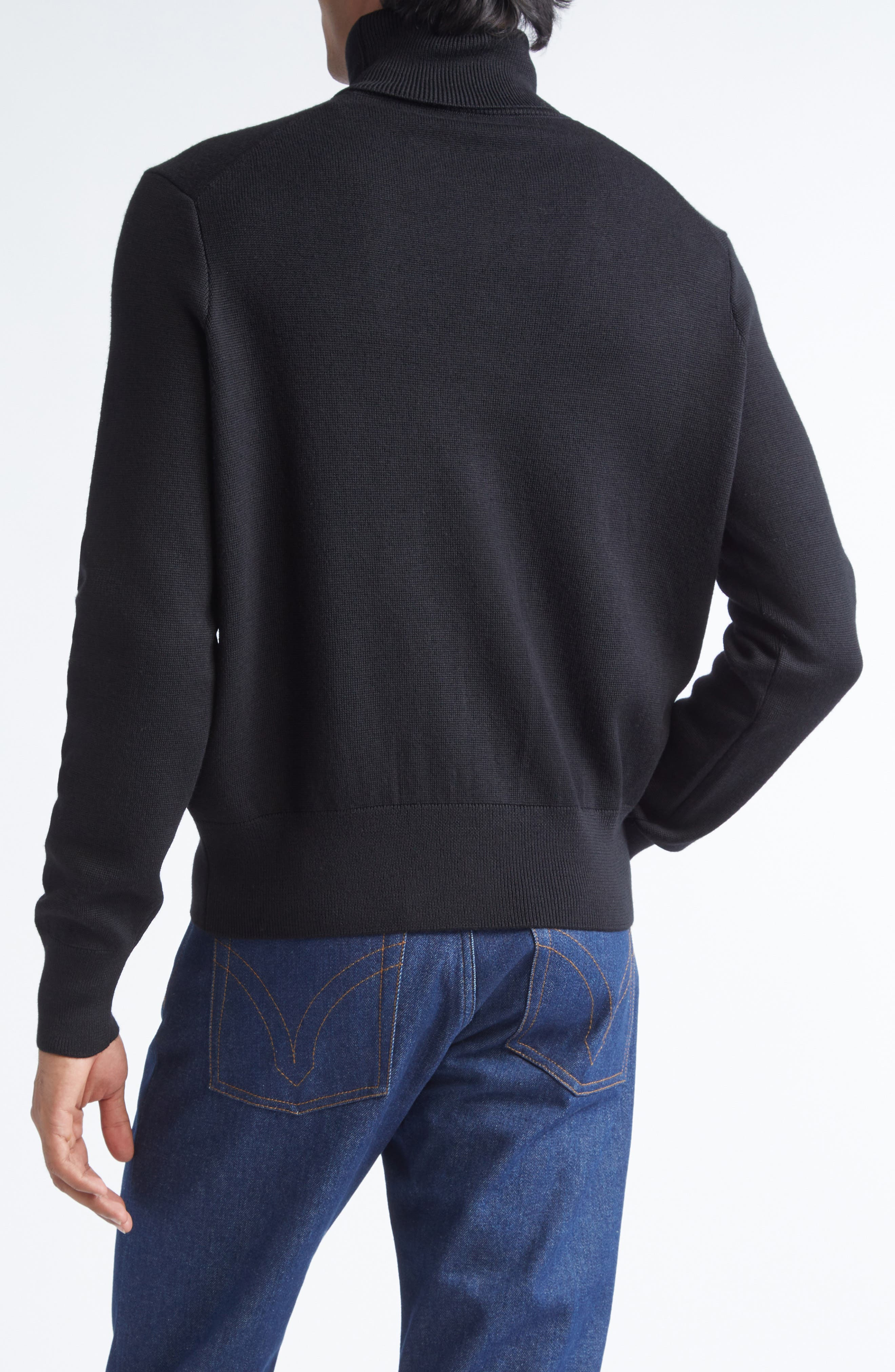 AMI PARIS Ami De Coeur Merino Wool Turtleneck Sweater in Noir/Rouge at Nordstrom - 2