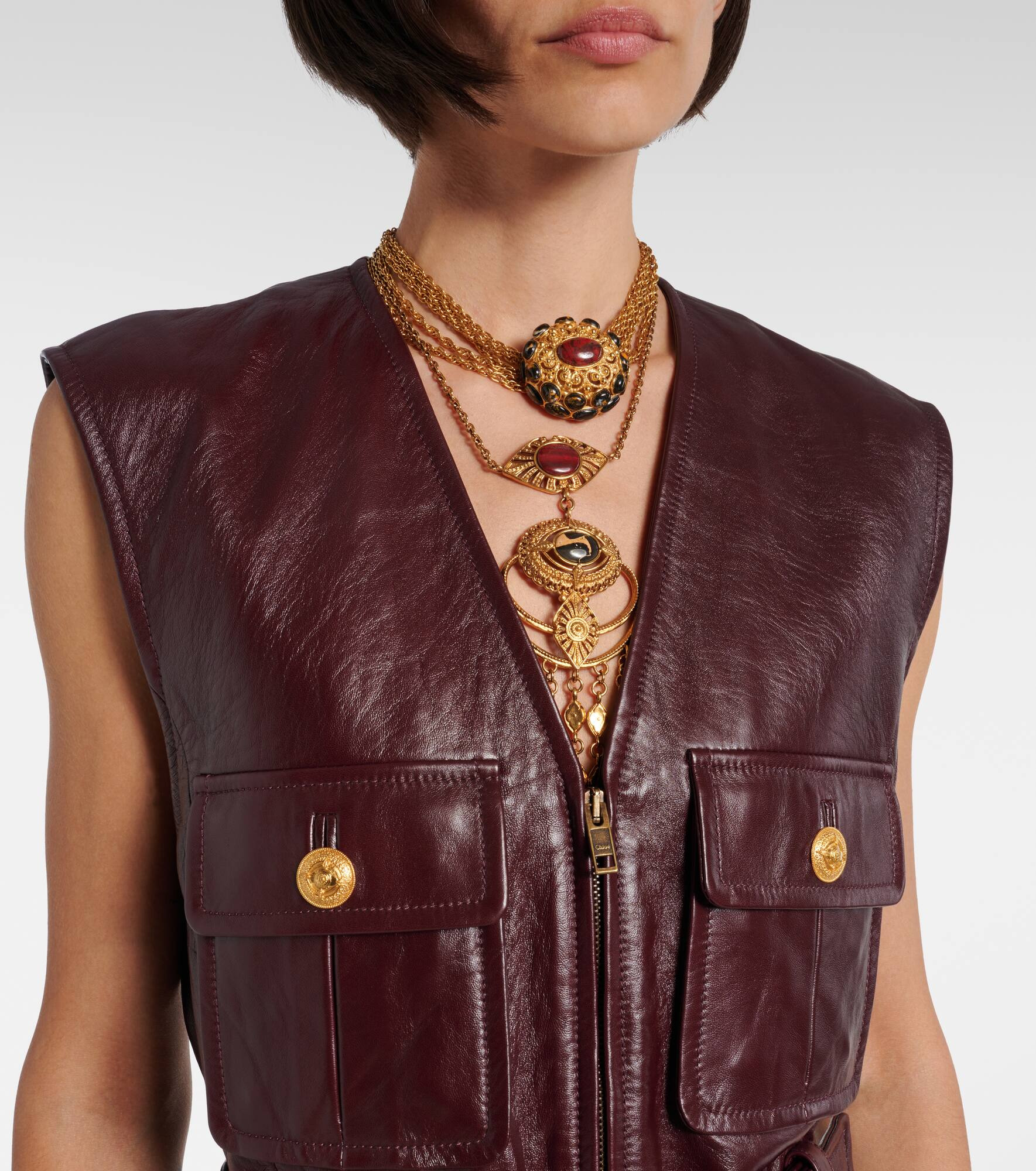 Belted leather vest - 4