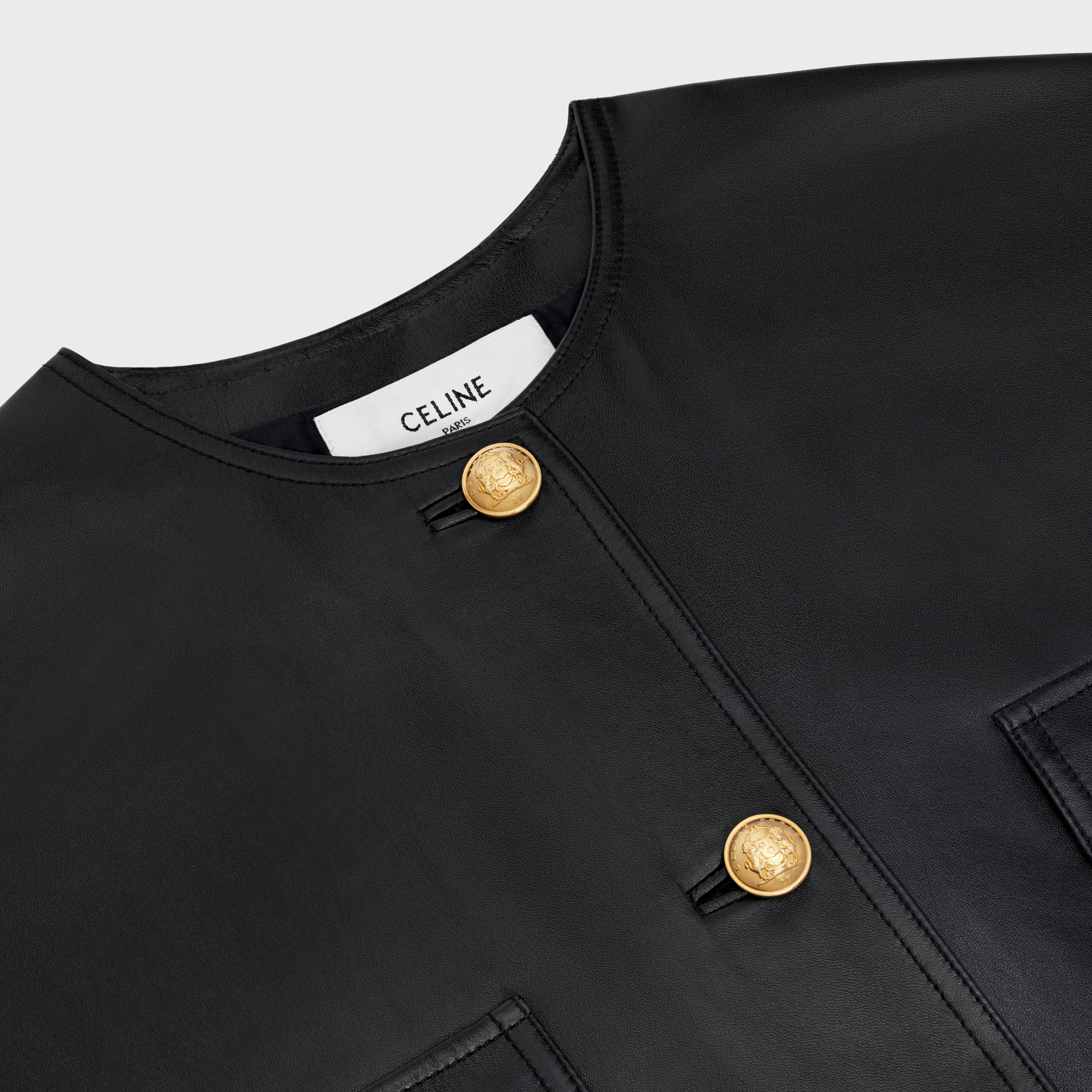 CROPPED JACKET WITH 3/4 SLEEVES IN LAMBSKIN - 3