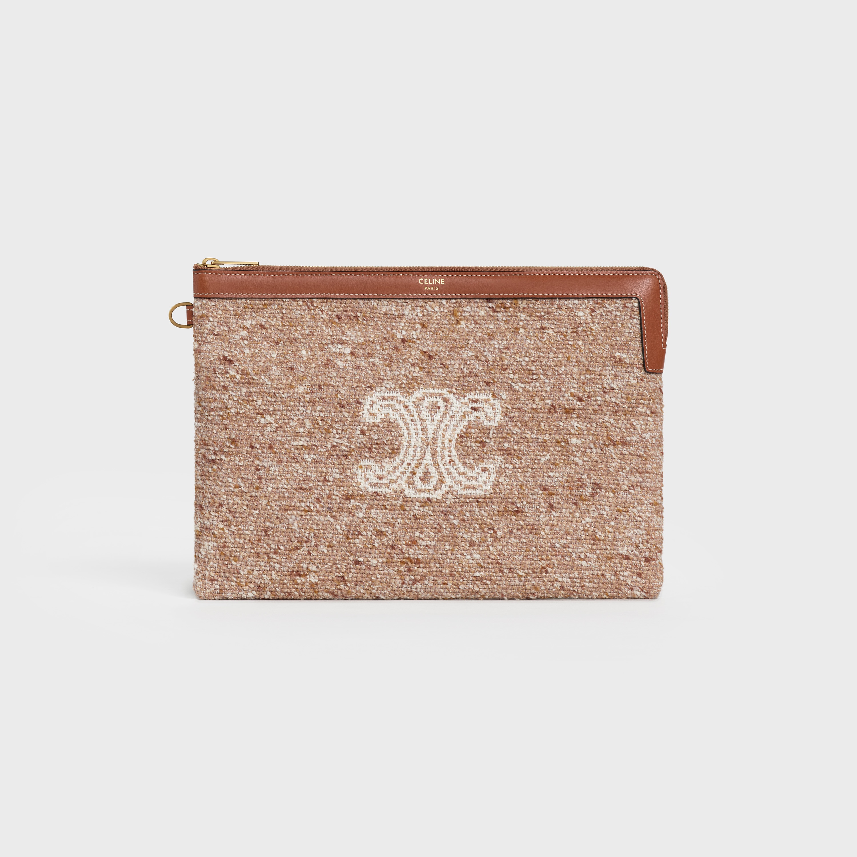 POUCH WITH STRAP IN JACQUARD RUSTIC AND NATURAL CALFSKIN - 5