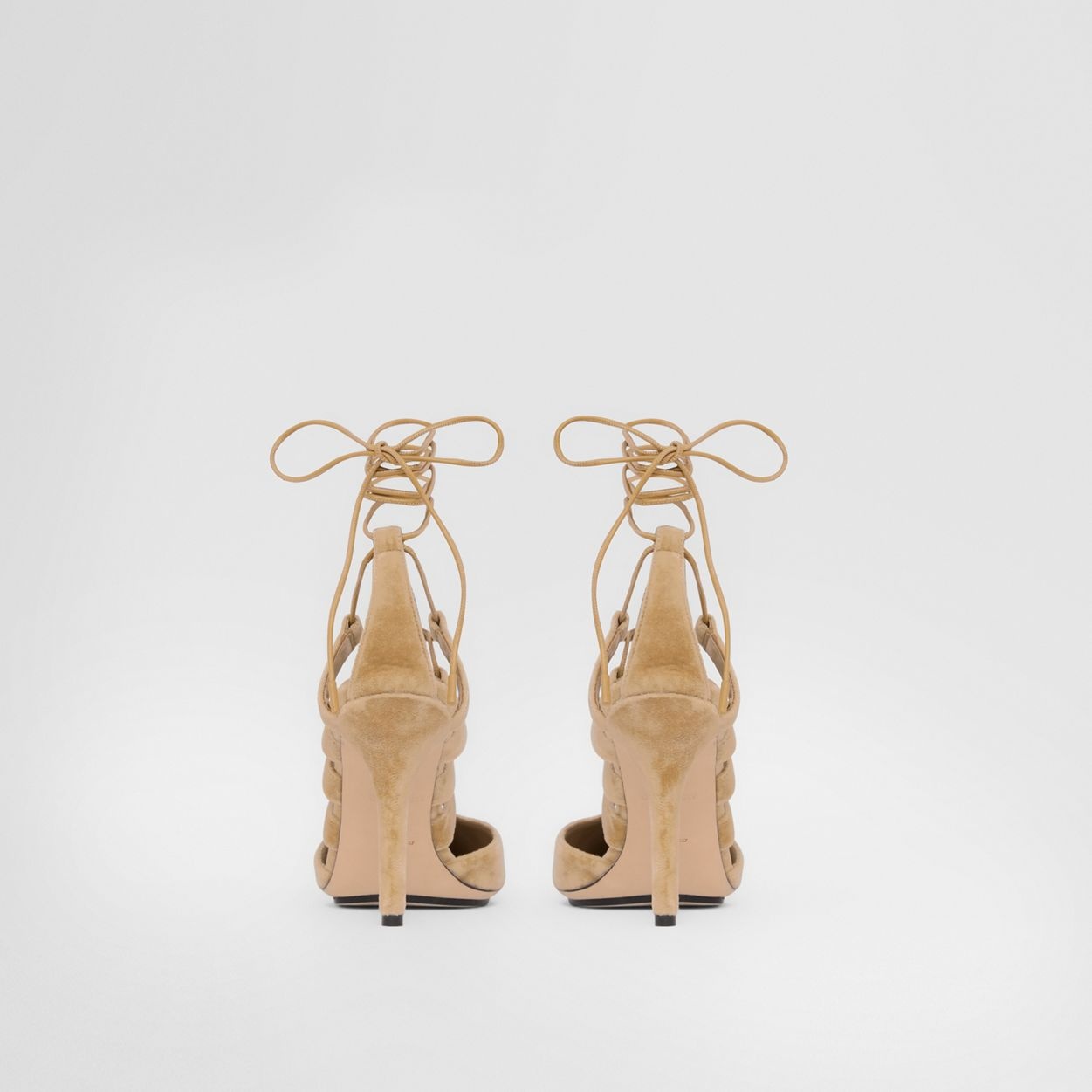 Cut-out Velvet Laced Point-toe Pumps - 6