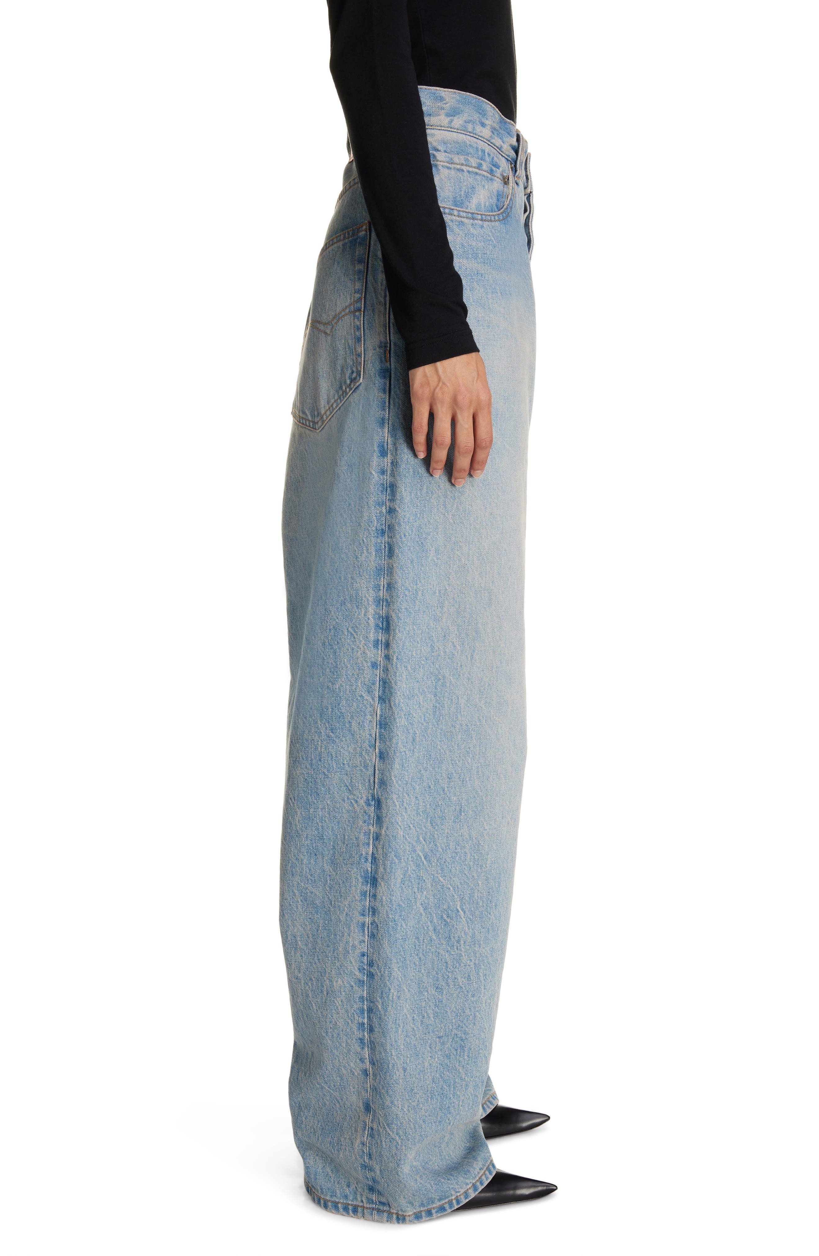 Balenciaga Baggy Straight Leg Jeans in Light Indigo/Madder at Nordstrom - 4