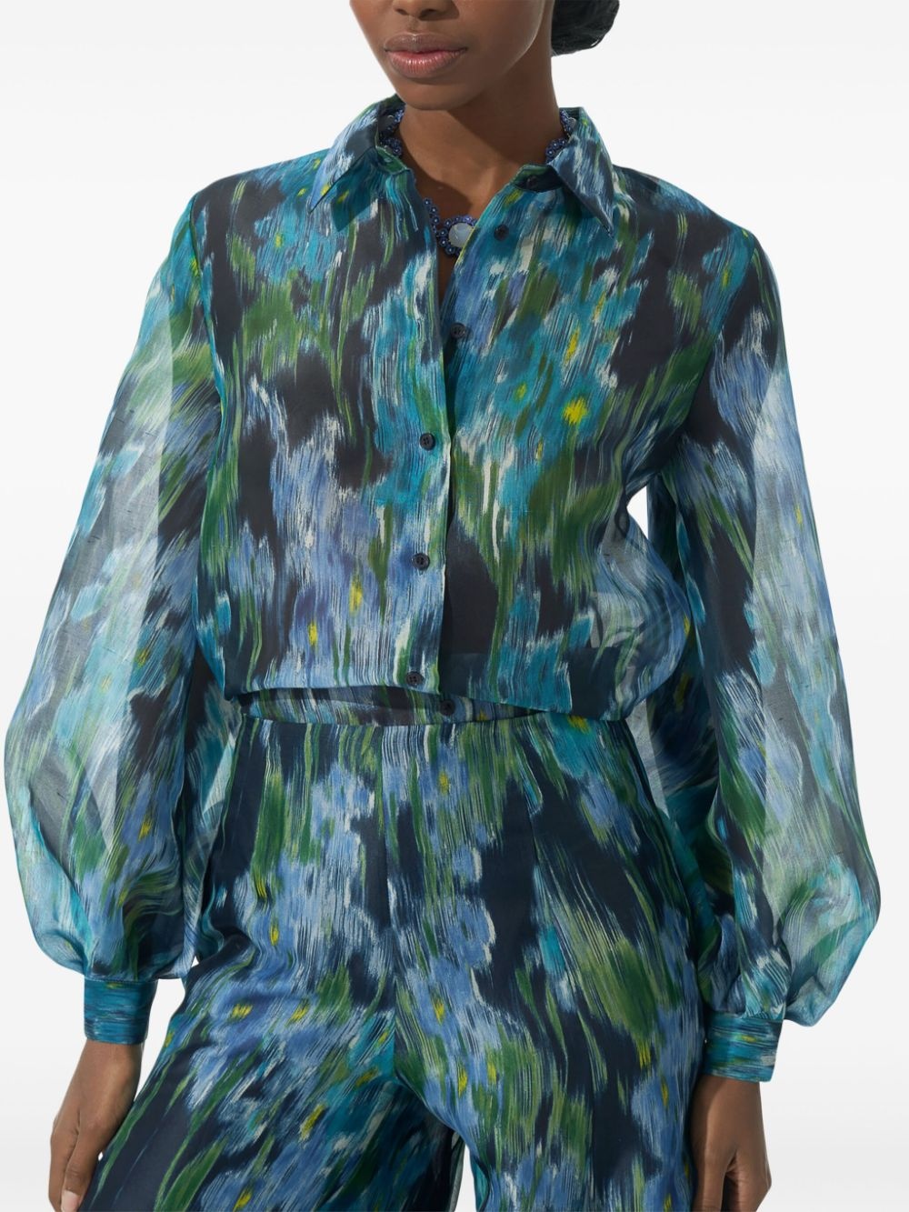 floral-print puff-sleeve blouse - 4