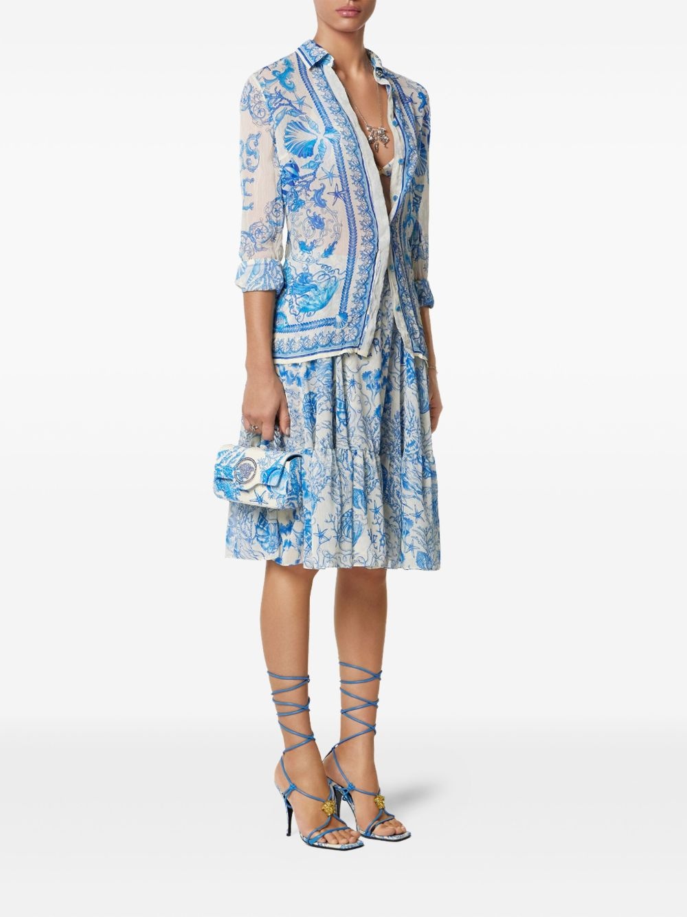 Underwater Barocco crêpe midi skirt - 2