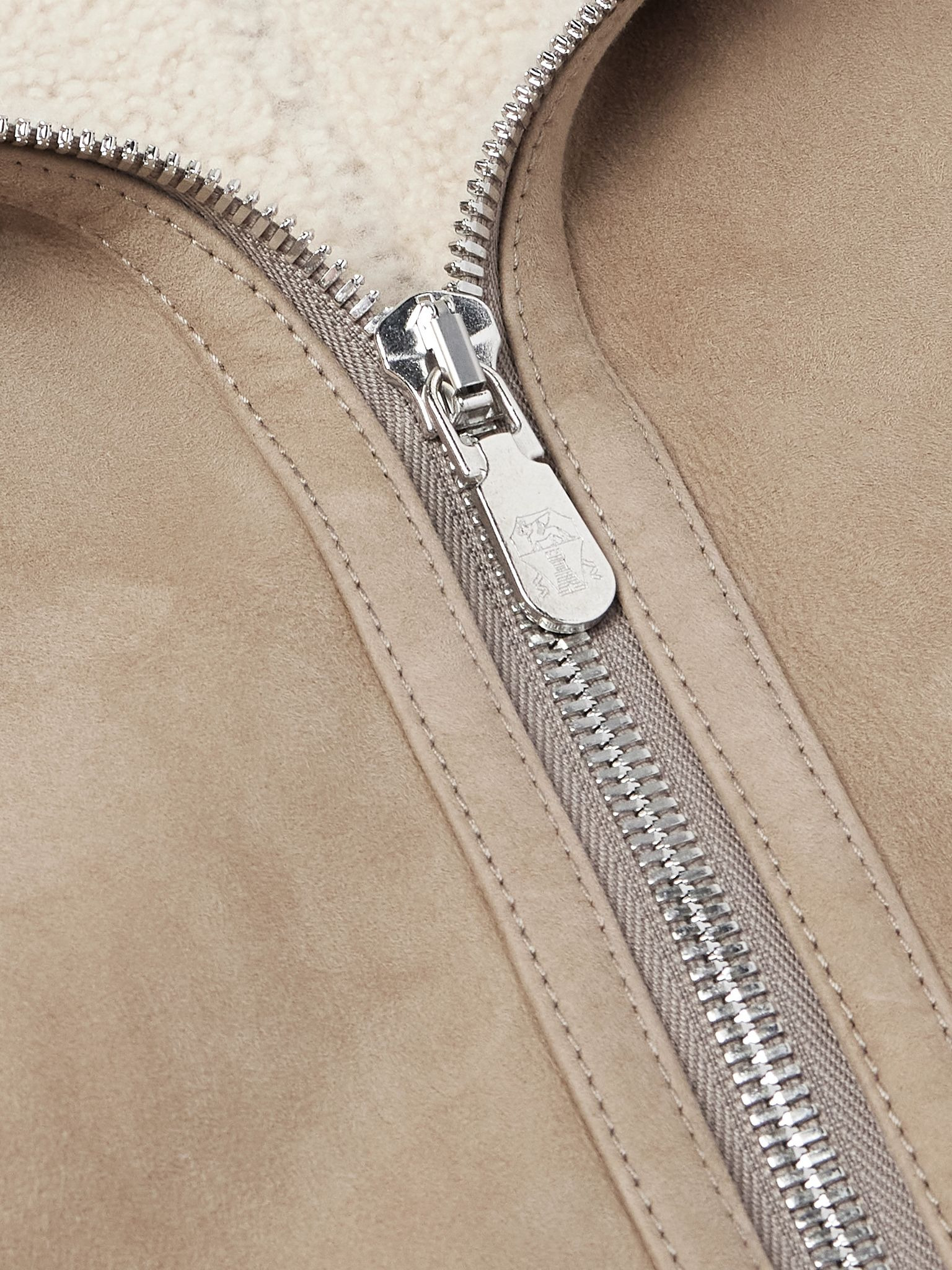 Cashmere-Trimmed Shearling Jacket Brown - 5