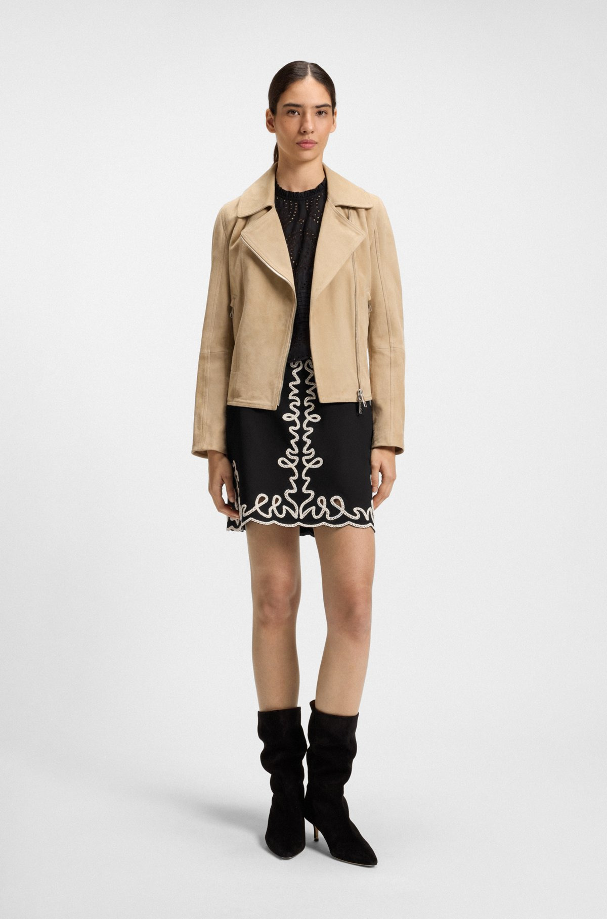 COTTON MINI SKIRT WITH CONTRAST EMBROIDERY - 3