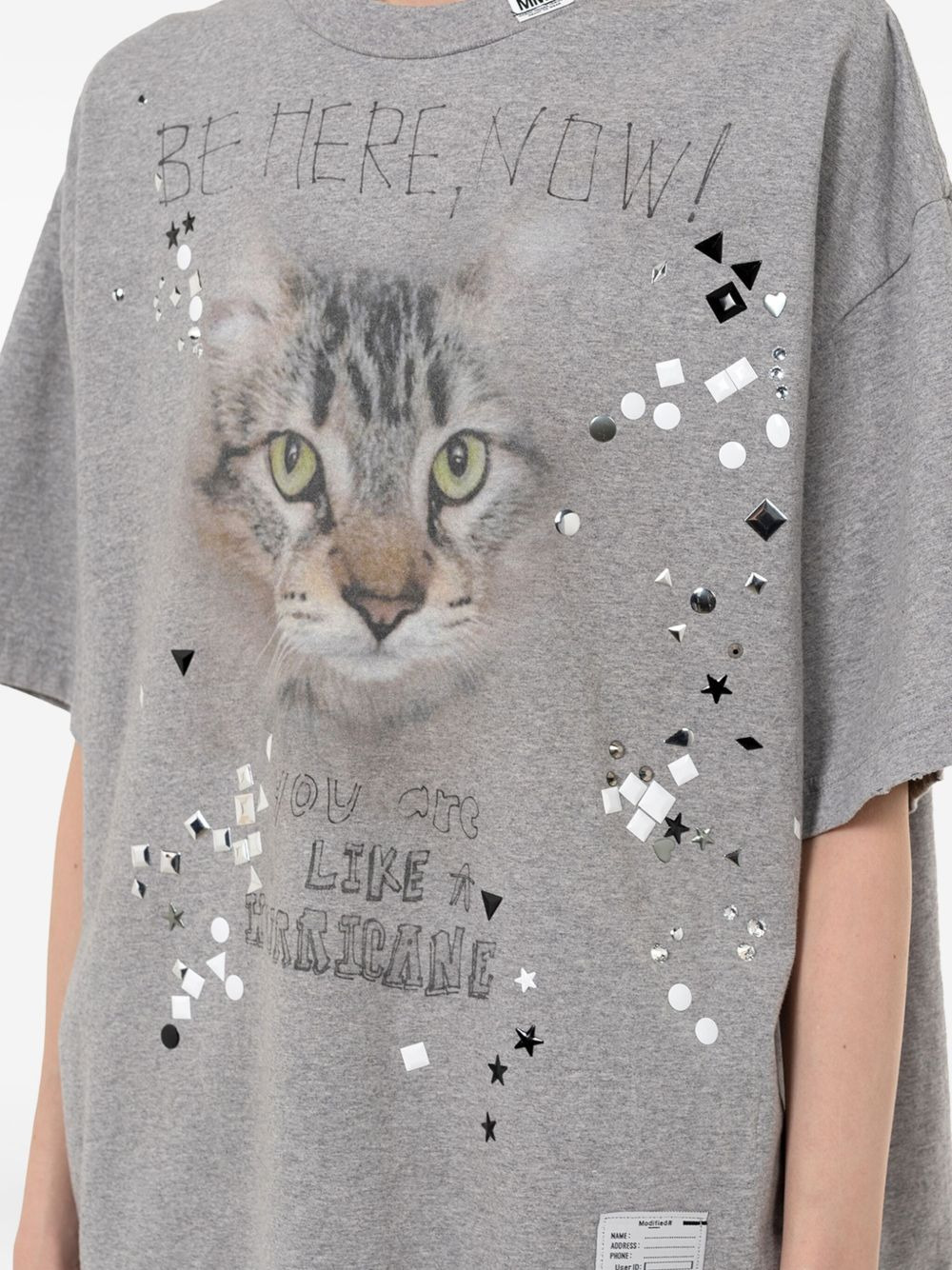 cat-print embellished T-shirt - 4