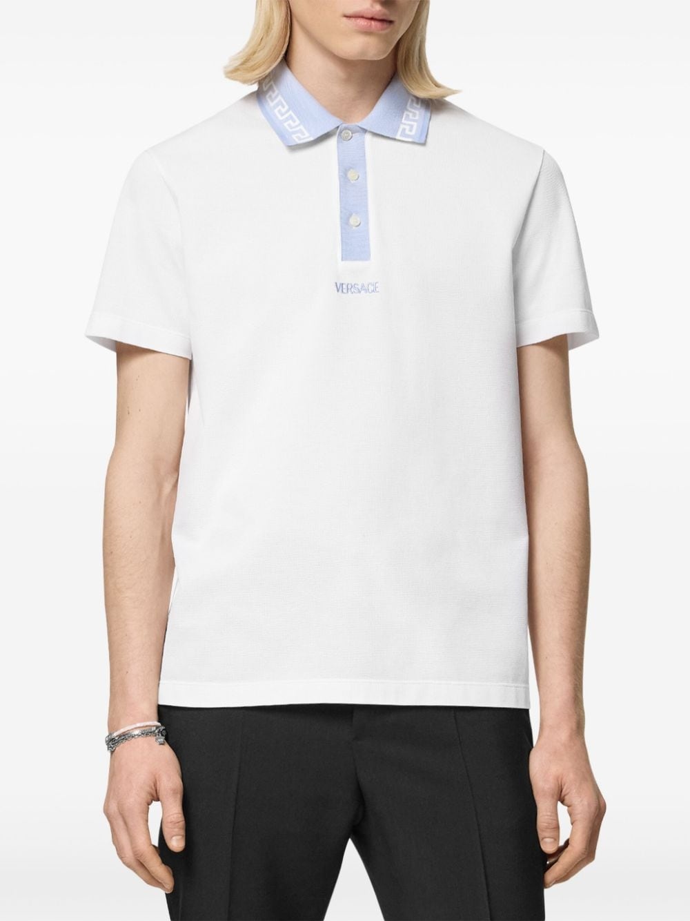 Greca-collar polo shirt - 3
