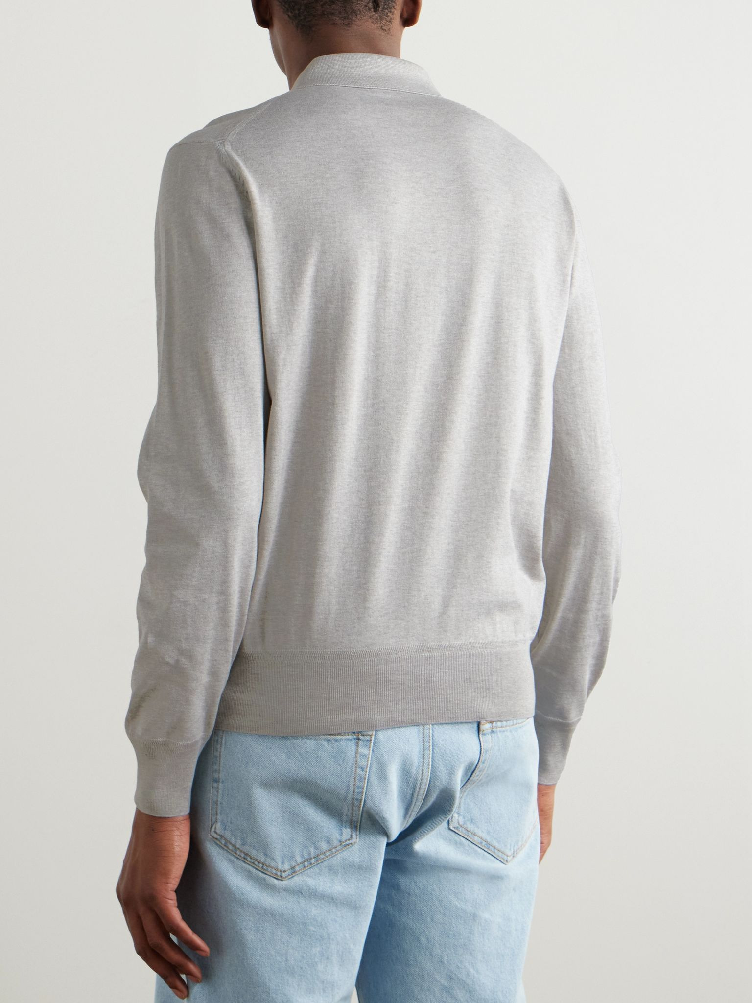 Slim-Fit Cotton Polo Shirt Gray - 3