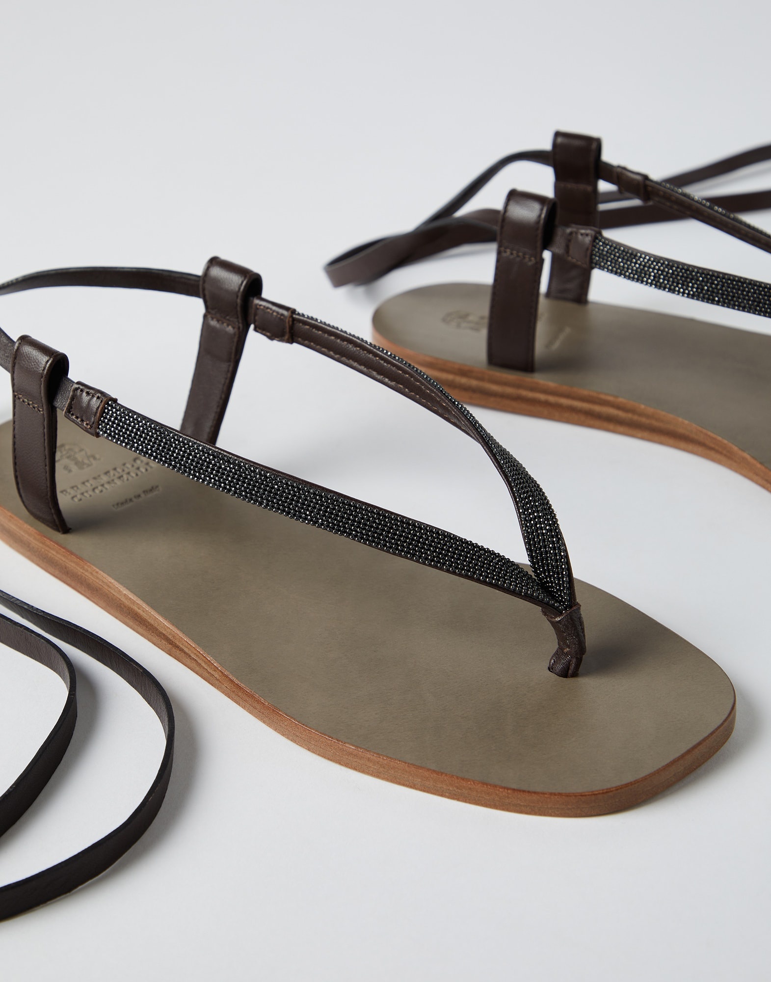 Soft nappa leather sandals with precious straps - 4