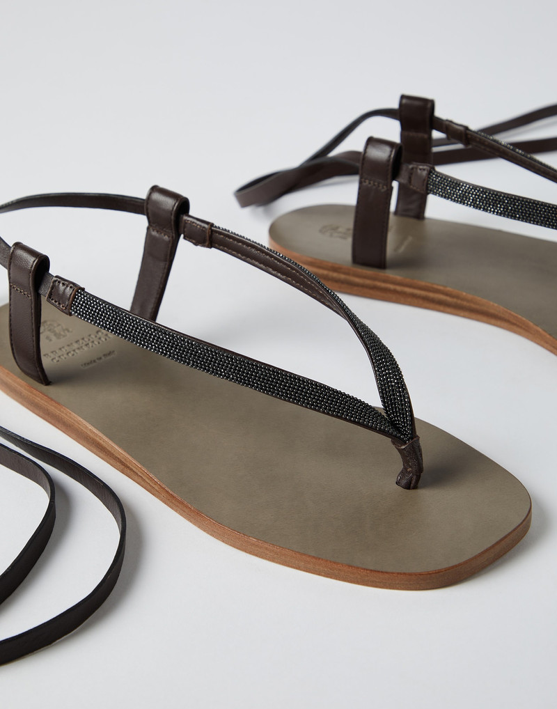 Soft nappa leather sandals with precious straps 4