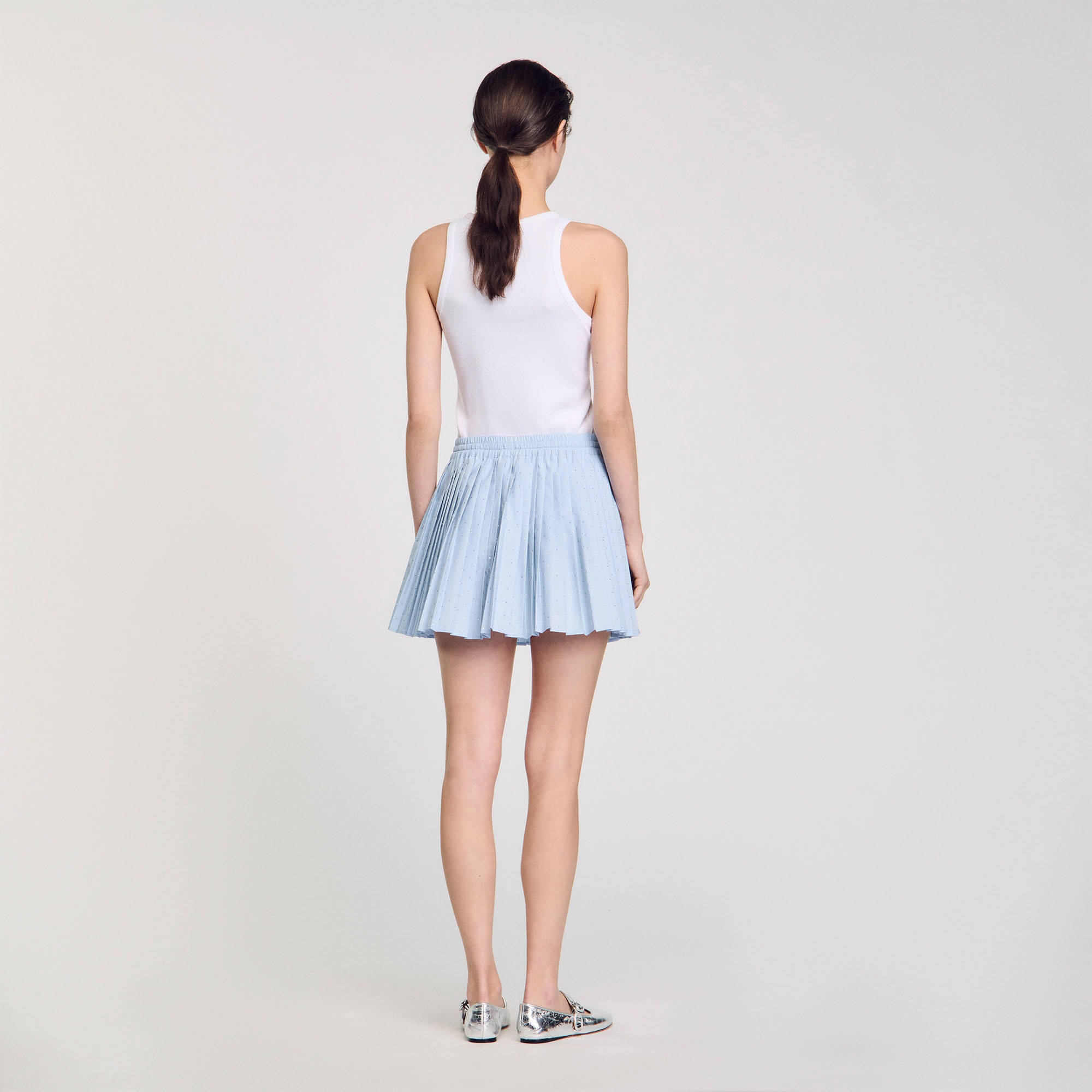 MINI PLEATED RHINESTONE SKIRT - 5